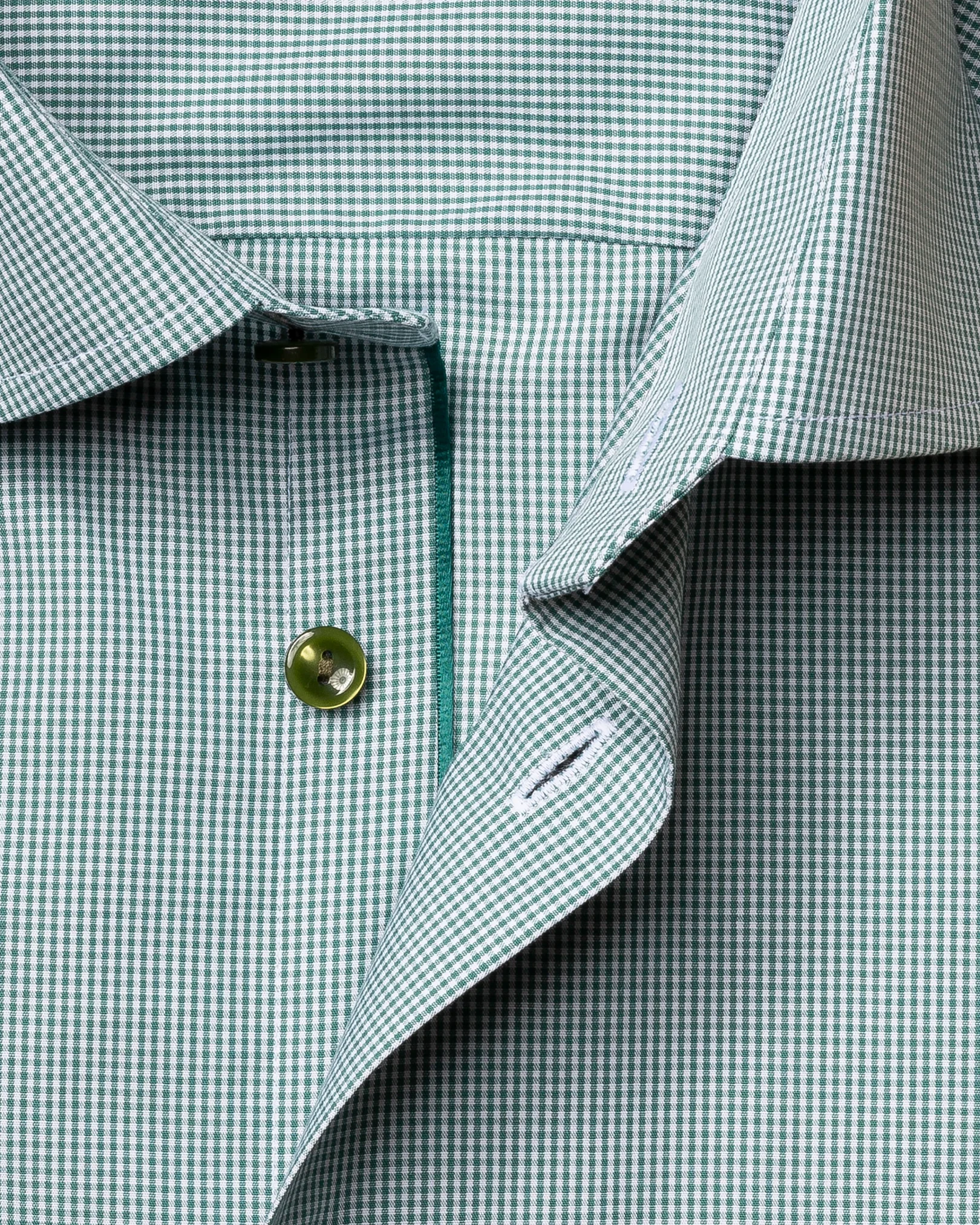 Eton - green gingham poplin shirt cut away