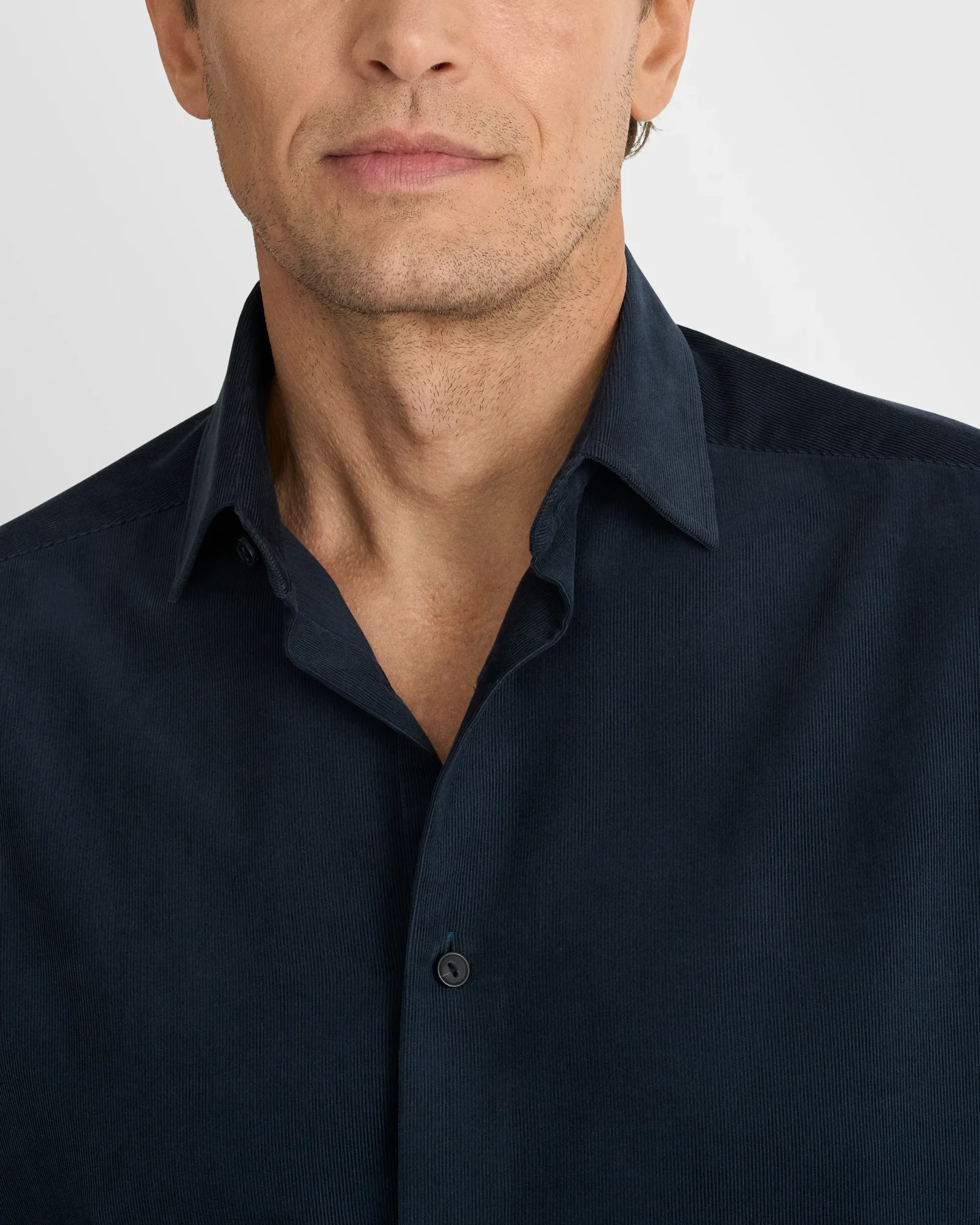 Eton - solid corduroy shirt navy blue solid corduroy shirt