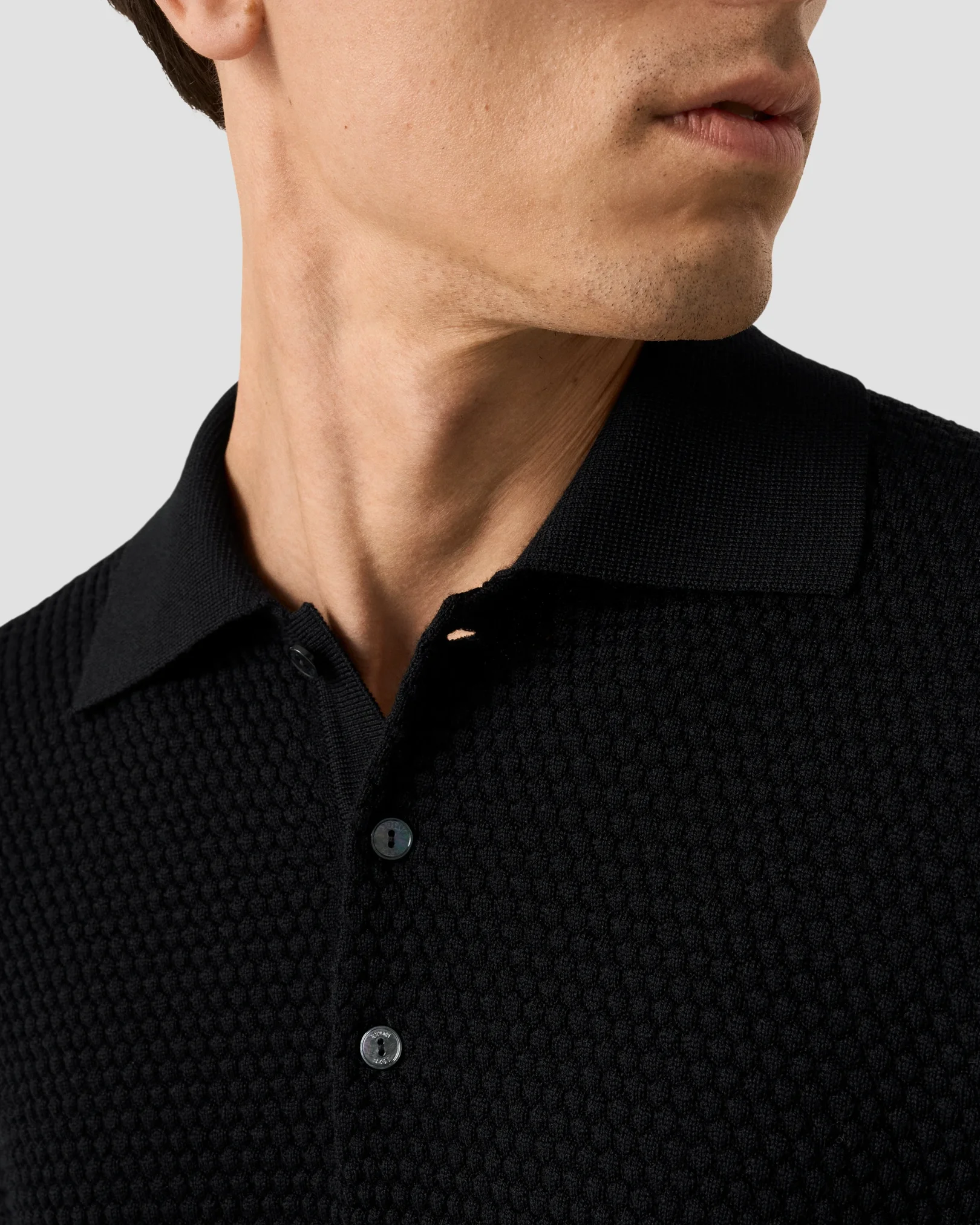 Eton - merino structure long sleeve polo