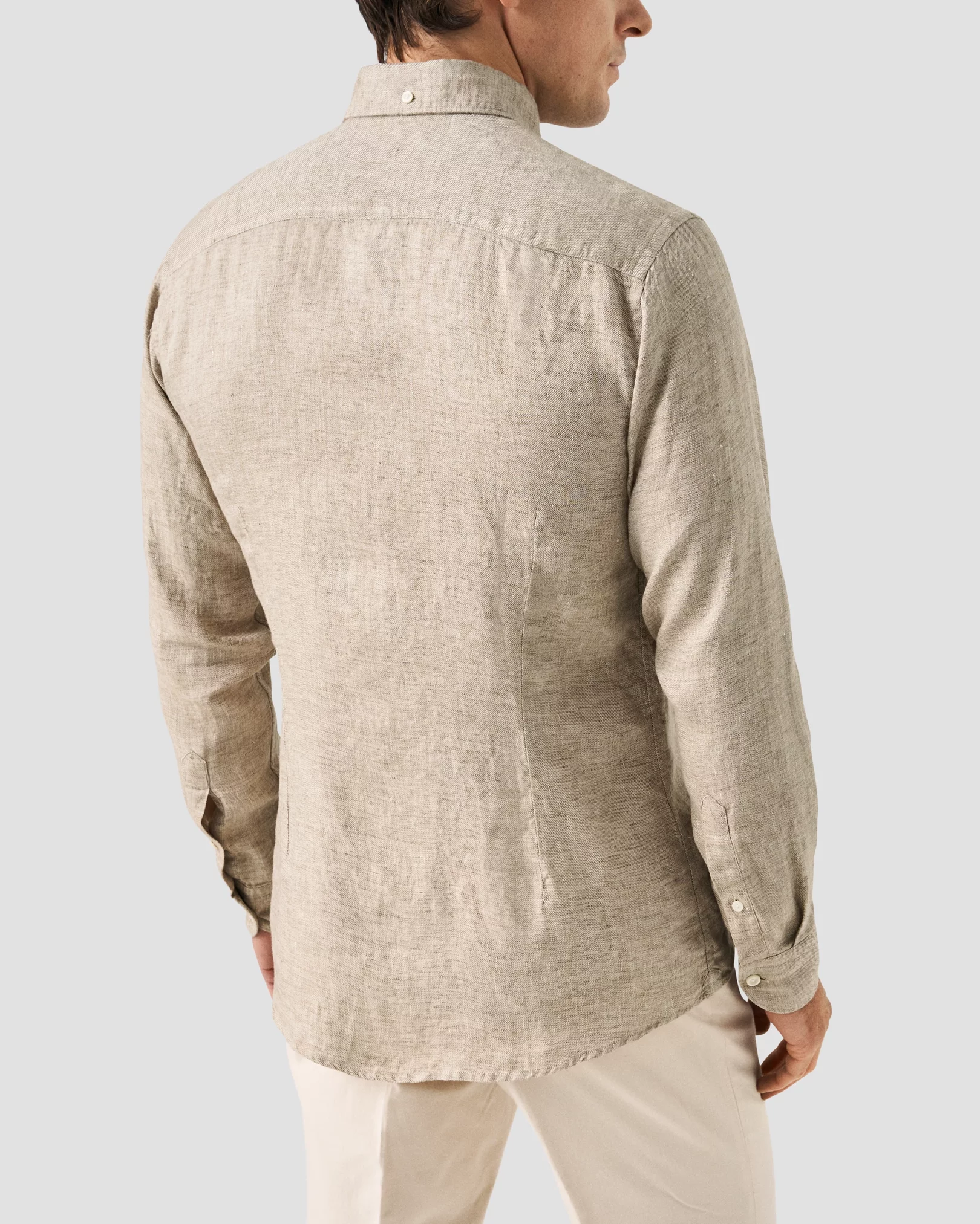 Eton - Light Brown Linen Twill Shirt - Button Down Collar