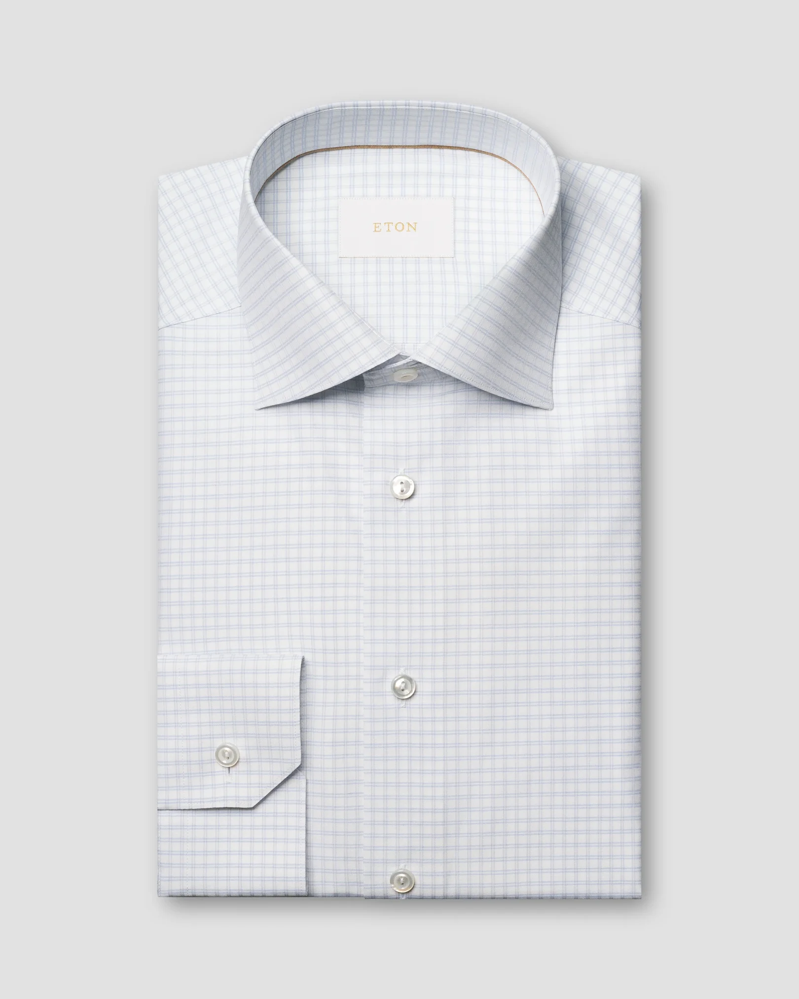 Eton - check supima 120 shirt cutaway