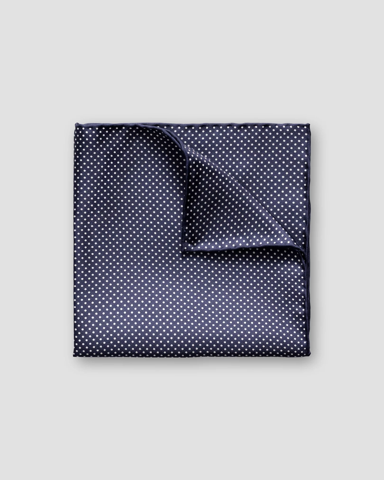 Dark Blue Polka Dots Silk Pocket Square