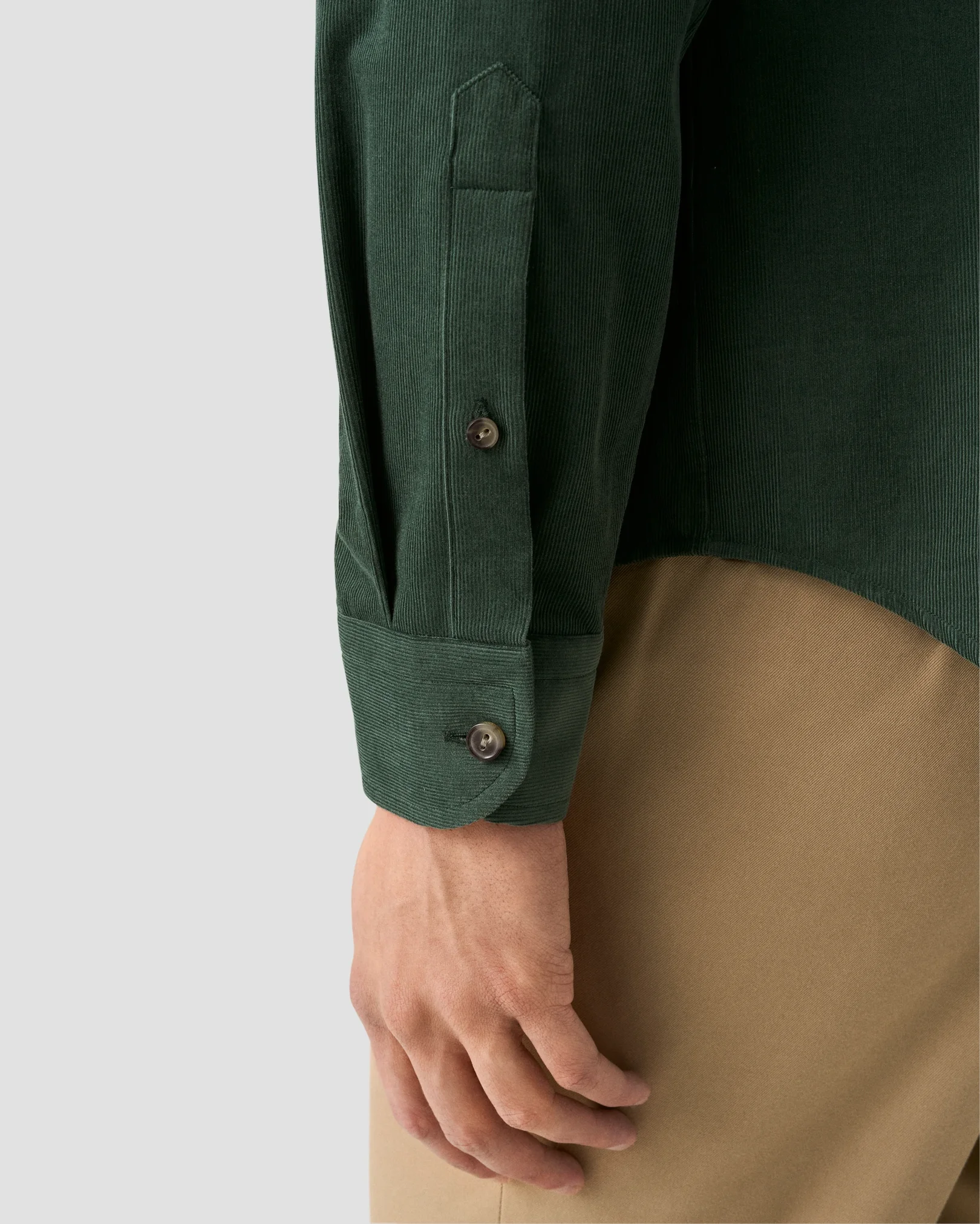 Eton - dark green solid corduroy shirt