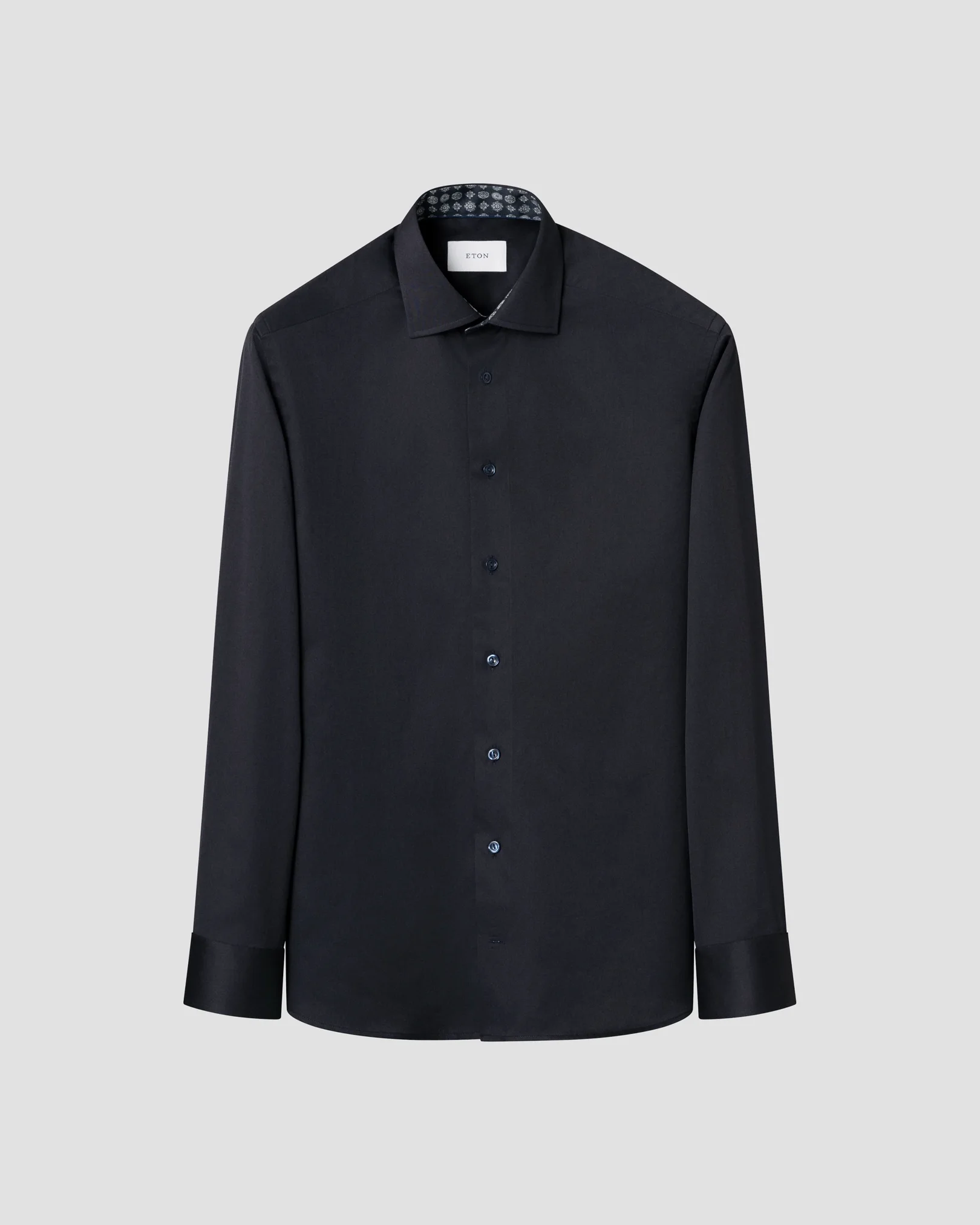 Eton - navy blue geometric effect signature twill shirt cut away 266