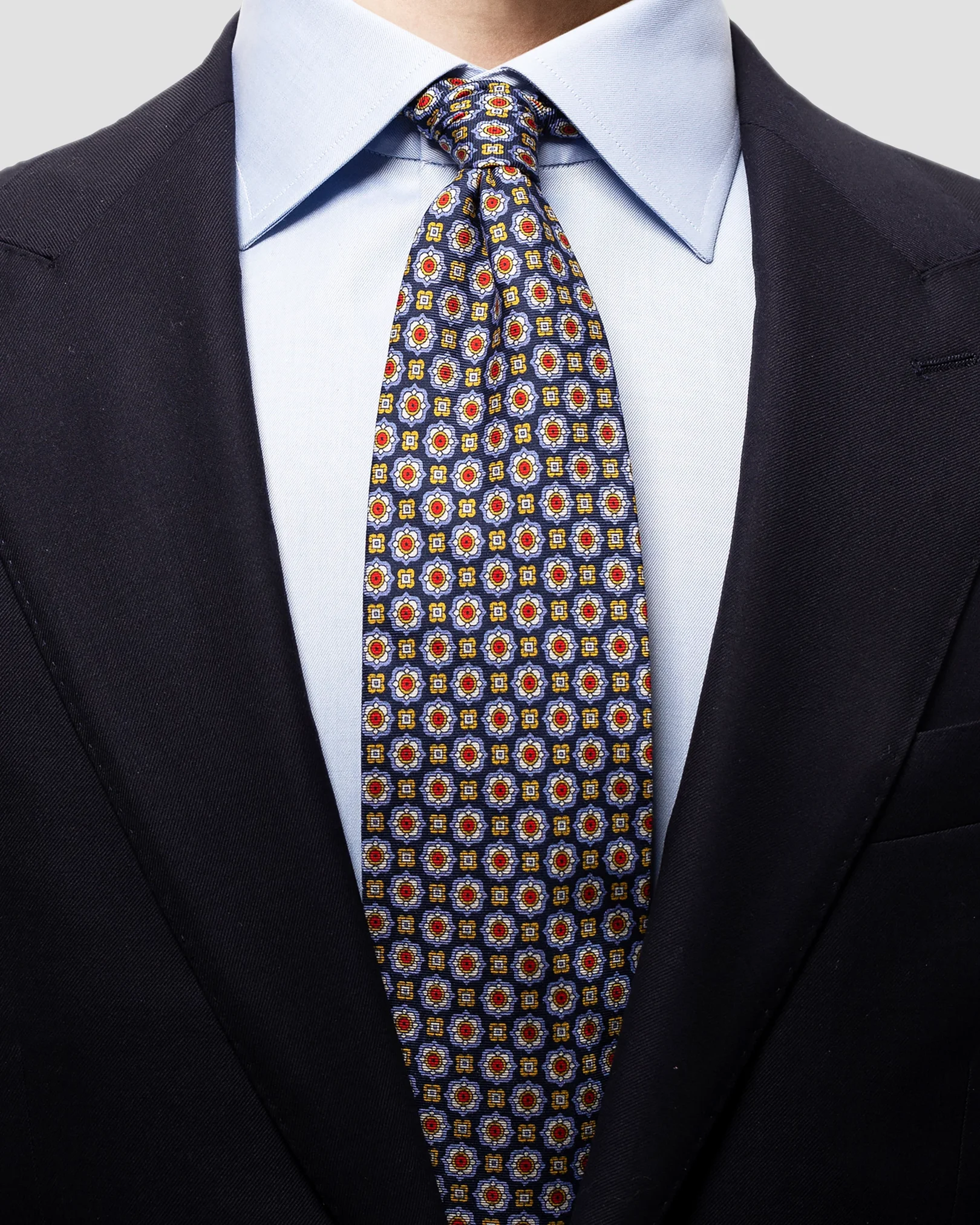 Eton - navy geometric dotted tie
