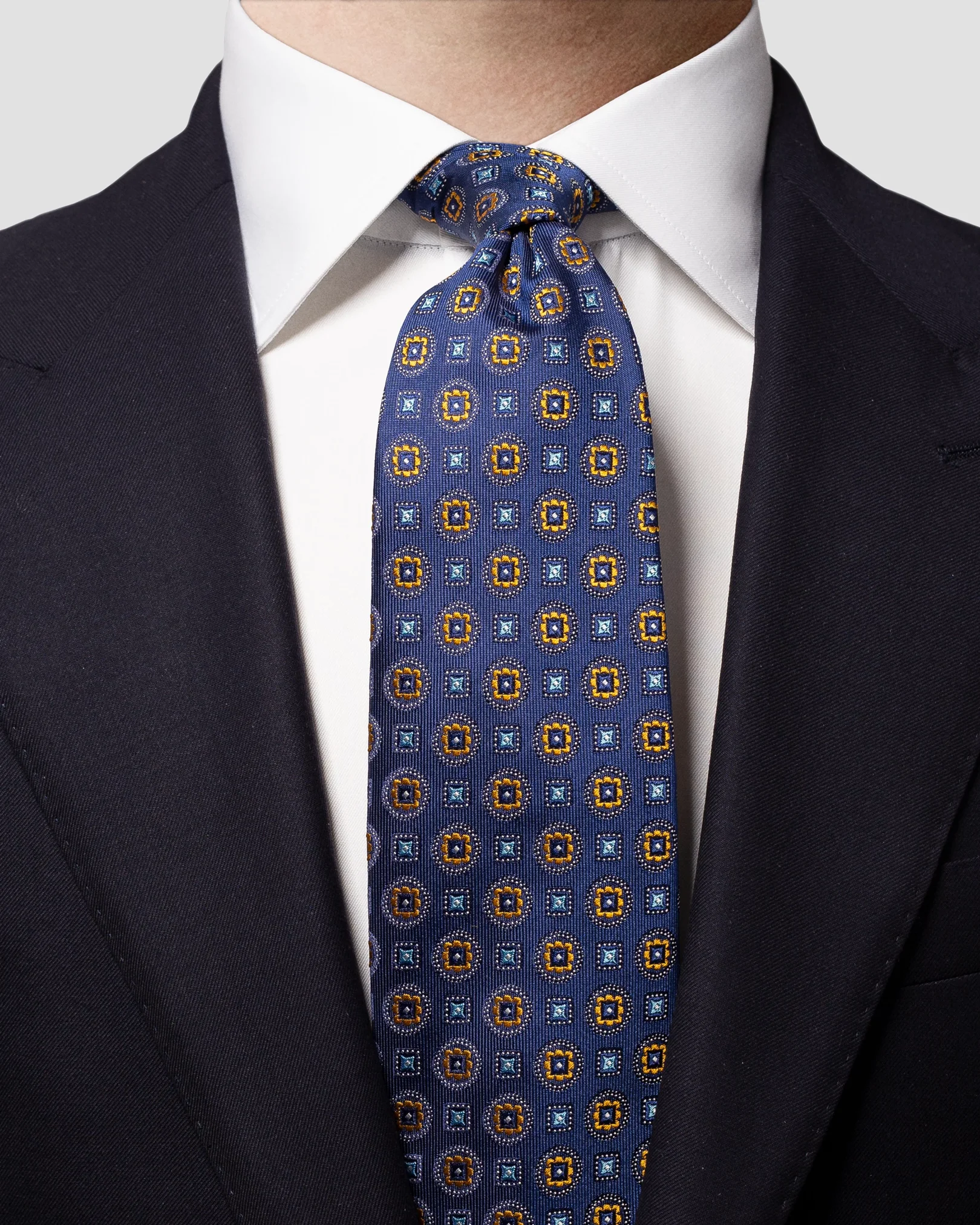Eton - dark blue patterned silk tie acc