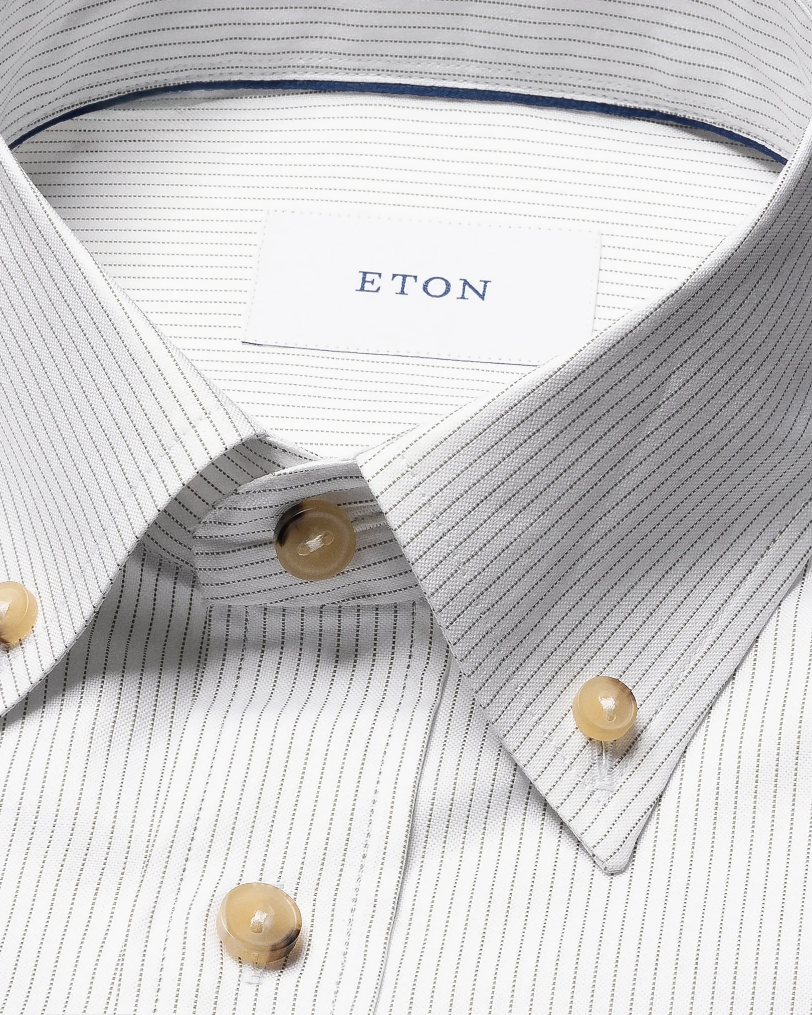 Eton - mid green striped oxford shirt 258
