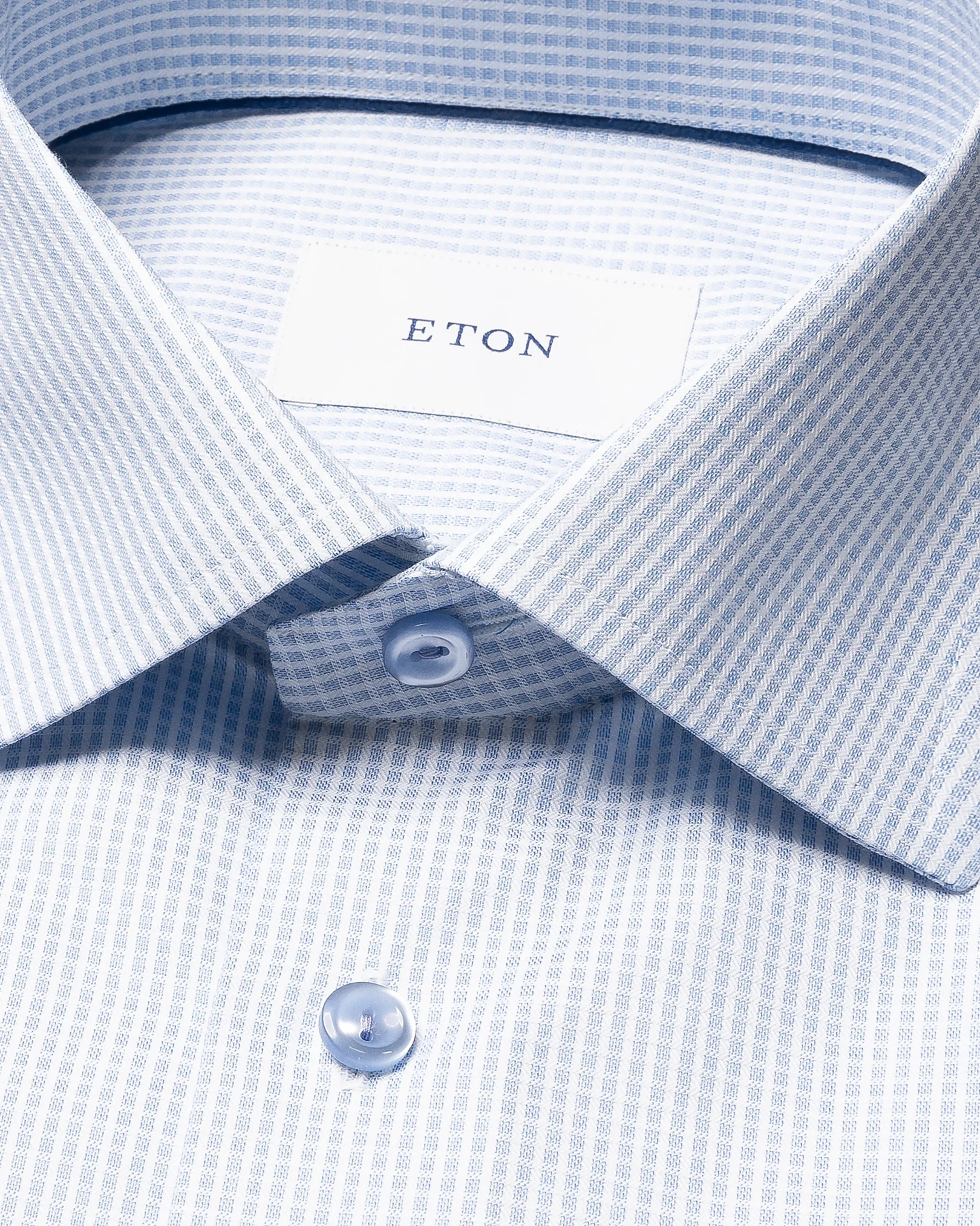 Eton - mid blue check twill shirt