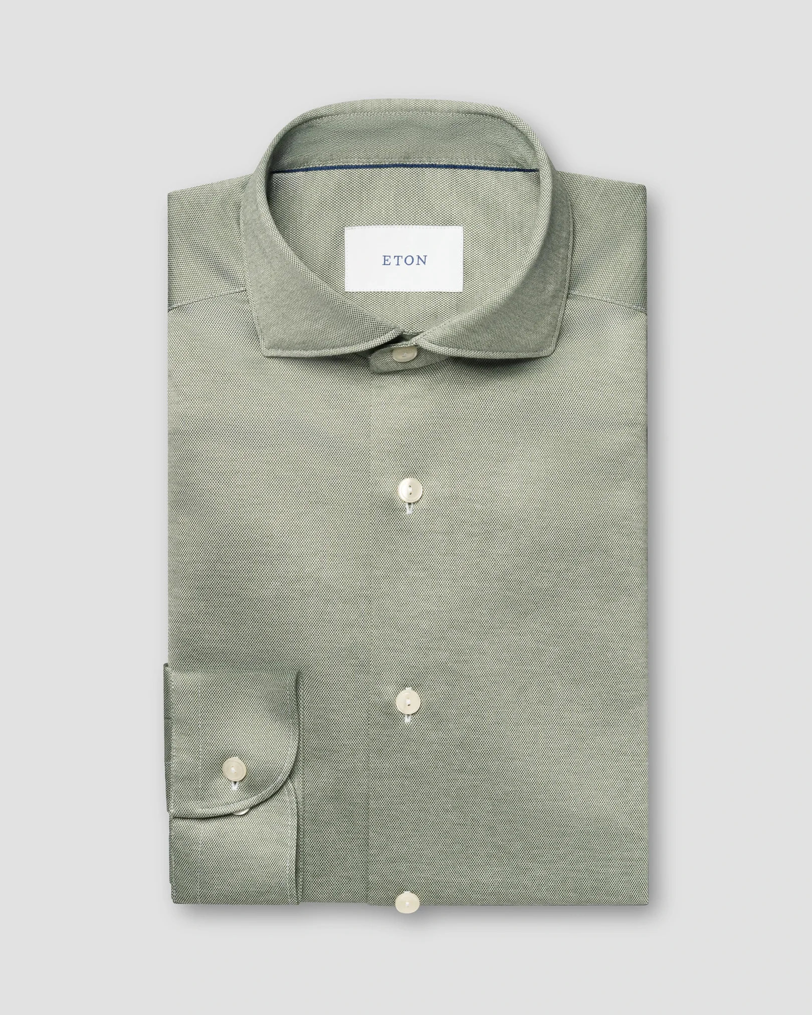 Eton - dark green filo di scozia knit shirt
