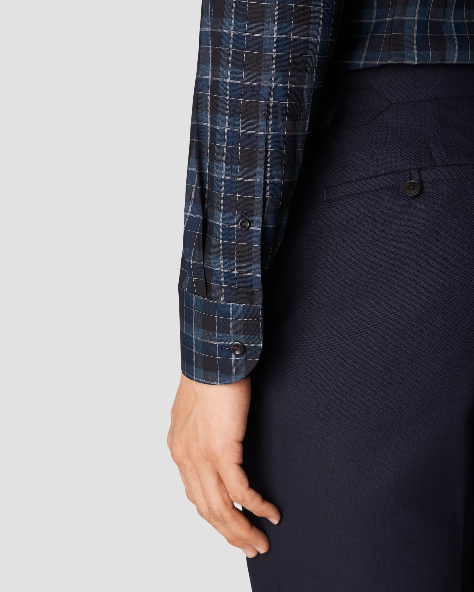 Eton - navy blue flannel shirt wide spread