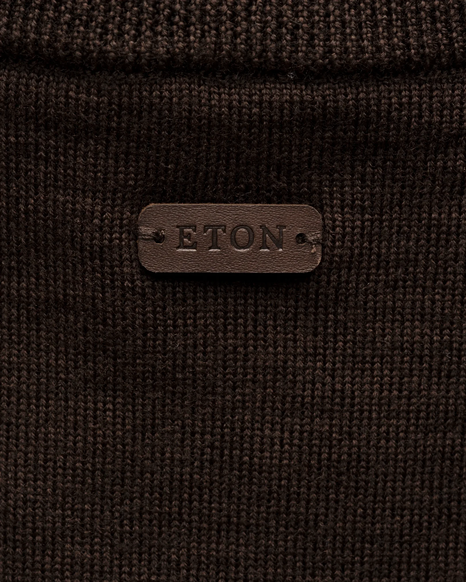 Eton - dark brown merino full zip knit cardigan