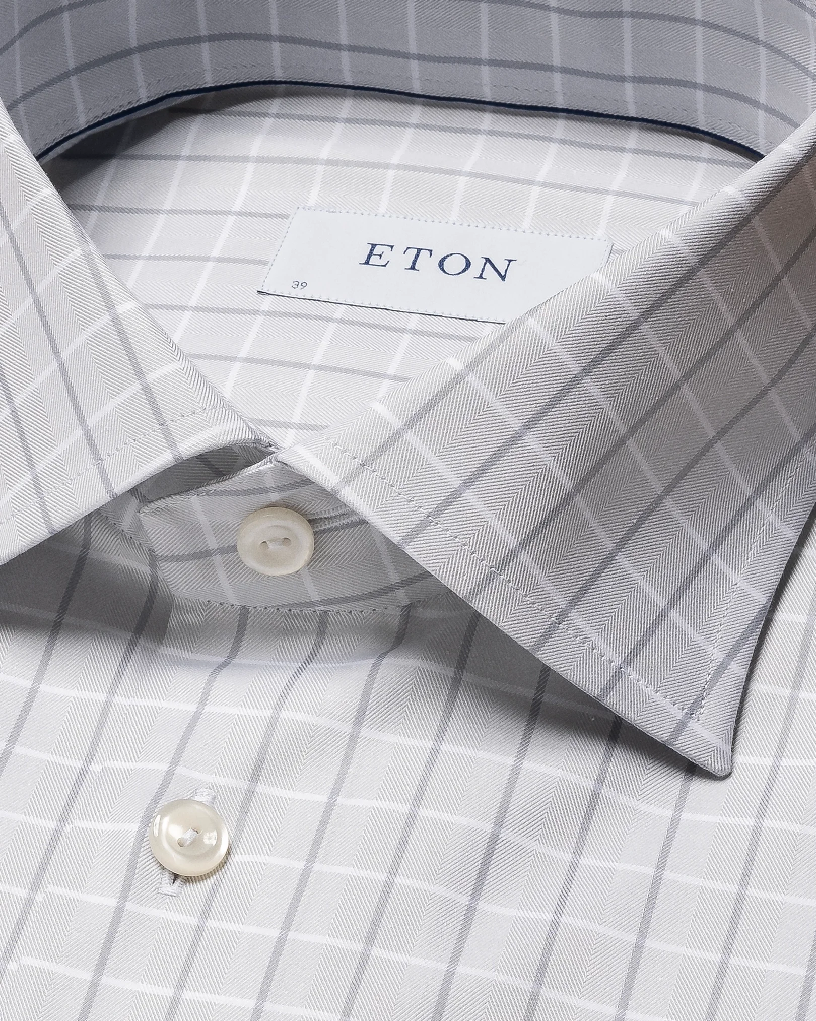 Eton - light grey twill cut away collar single cuff slim fit