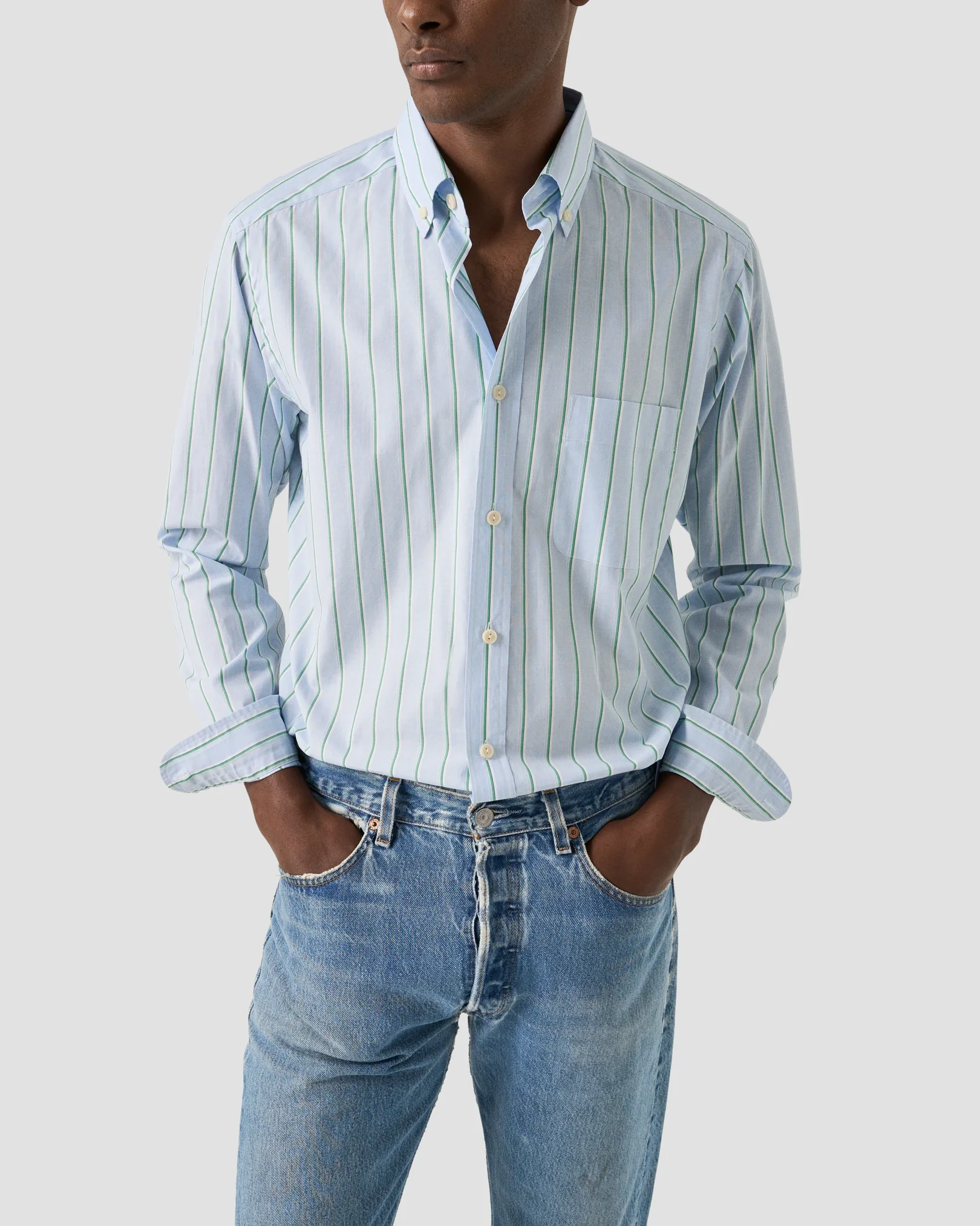 Eton - striped lightweight poplin shirt
