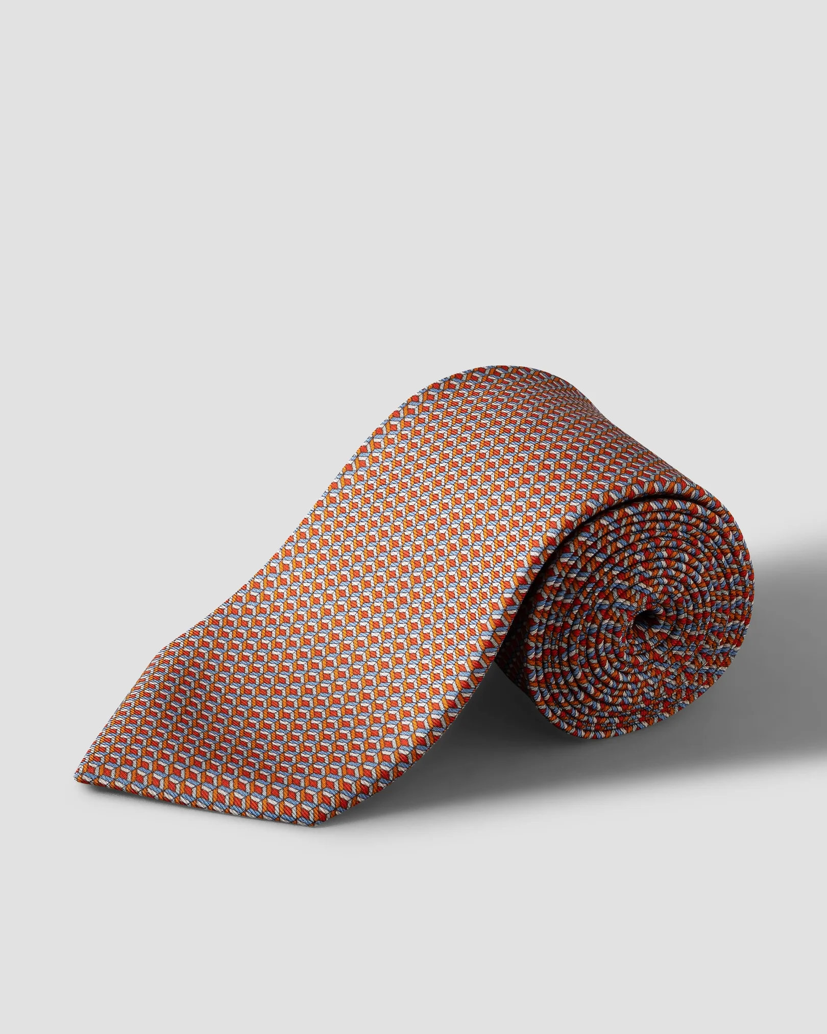 Eton - orange geometrical print silk tie