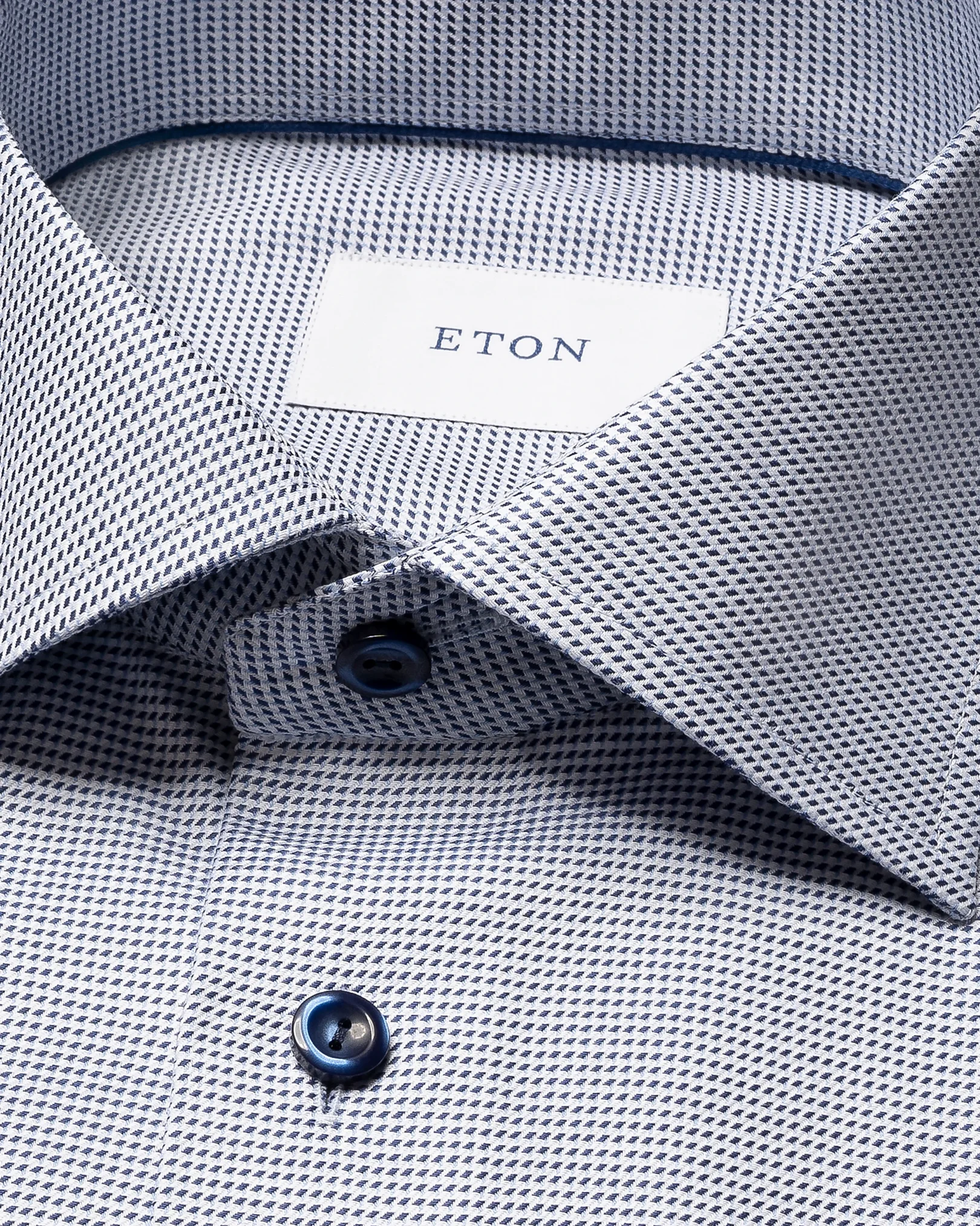 Eton - navy blue semi solid twill shirt