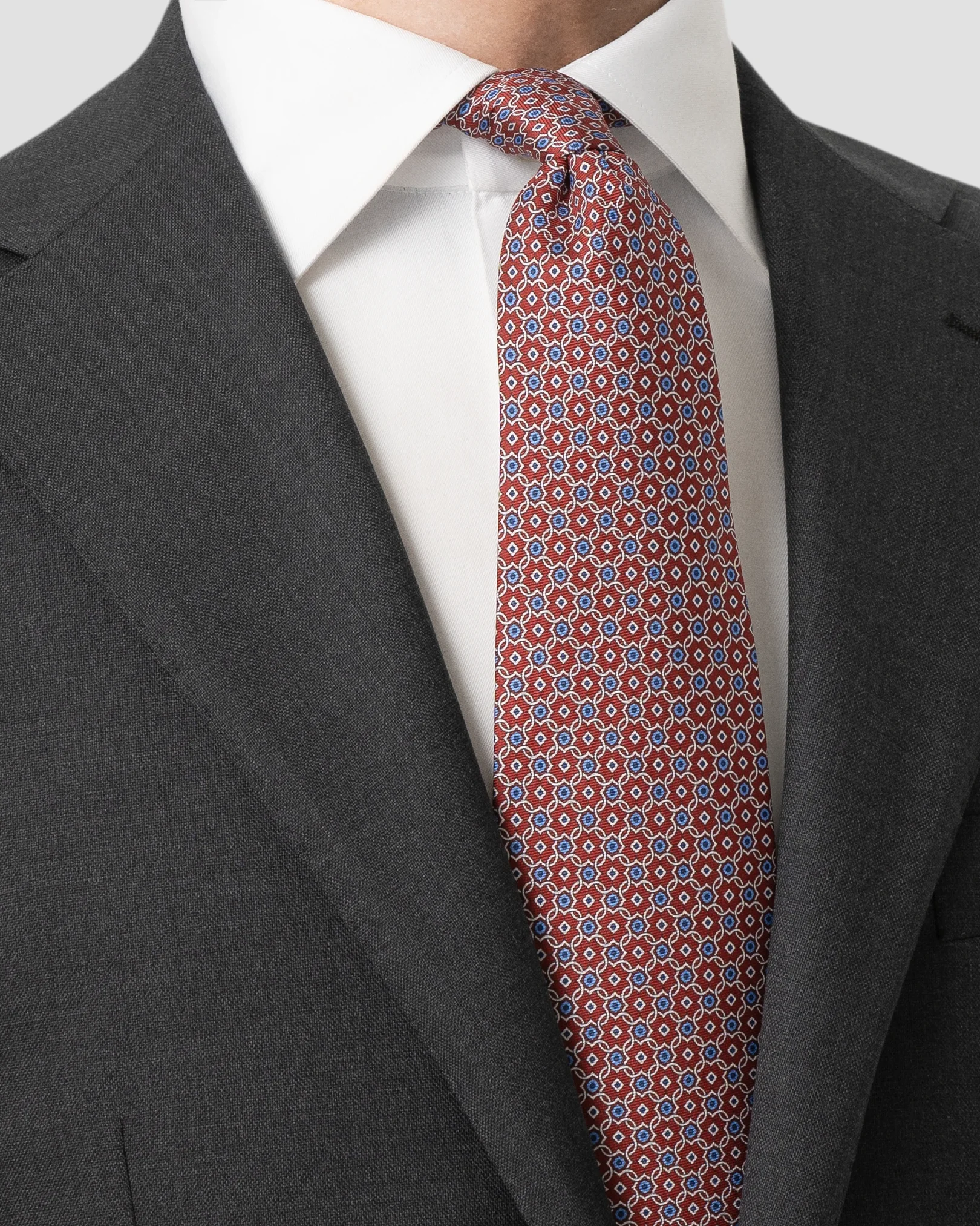 Eton - dark red medallion printed silk tie
