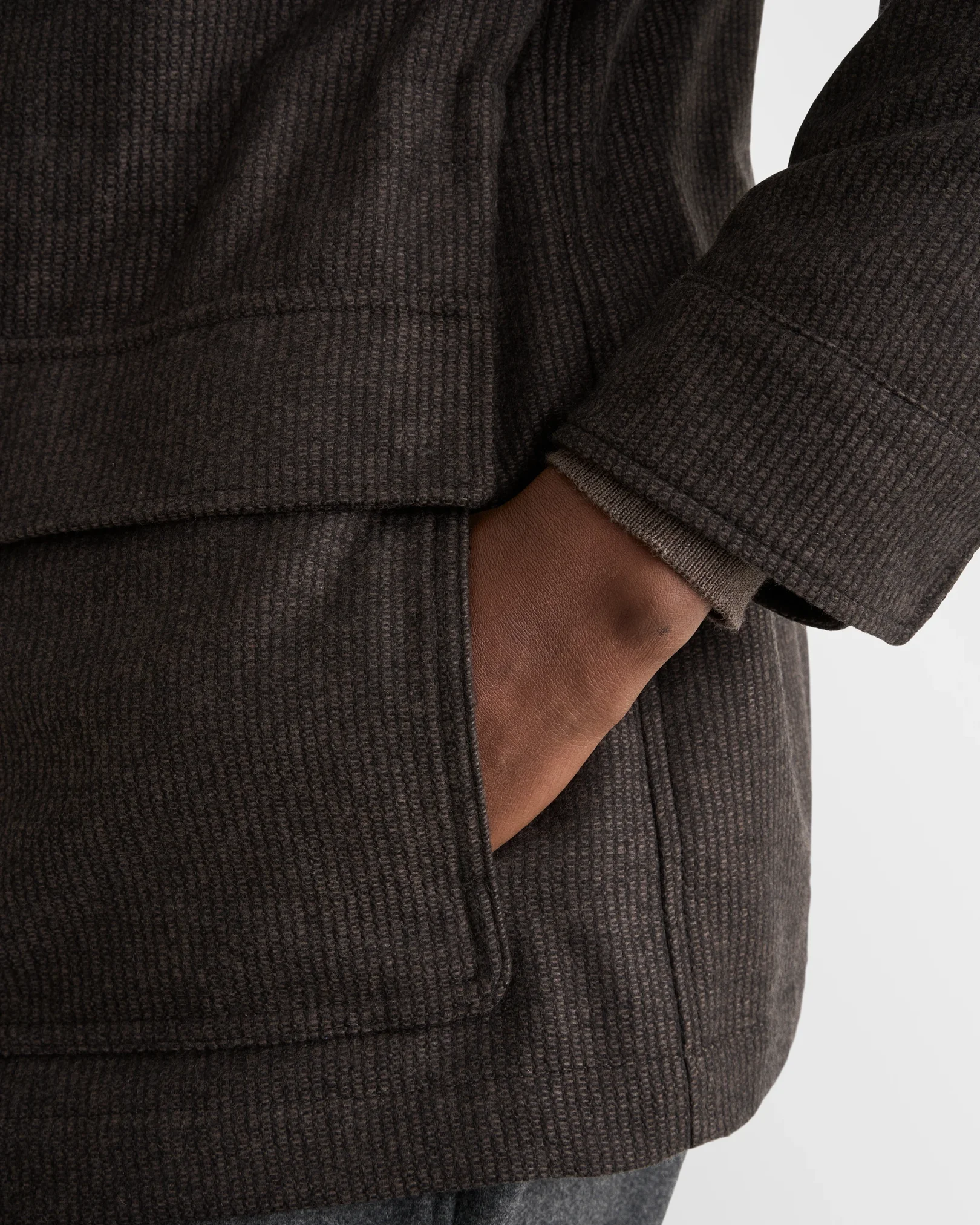 Eton - dark brown wool cashmere travel jacket
