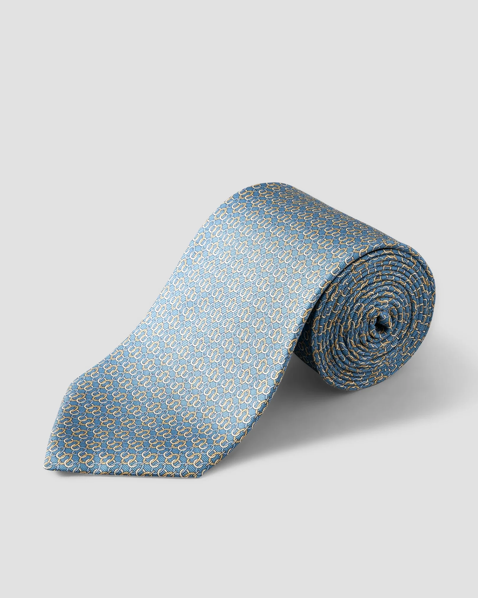 Eton - geometric print silk tie light blue geometric print