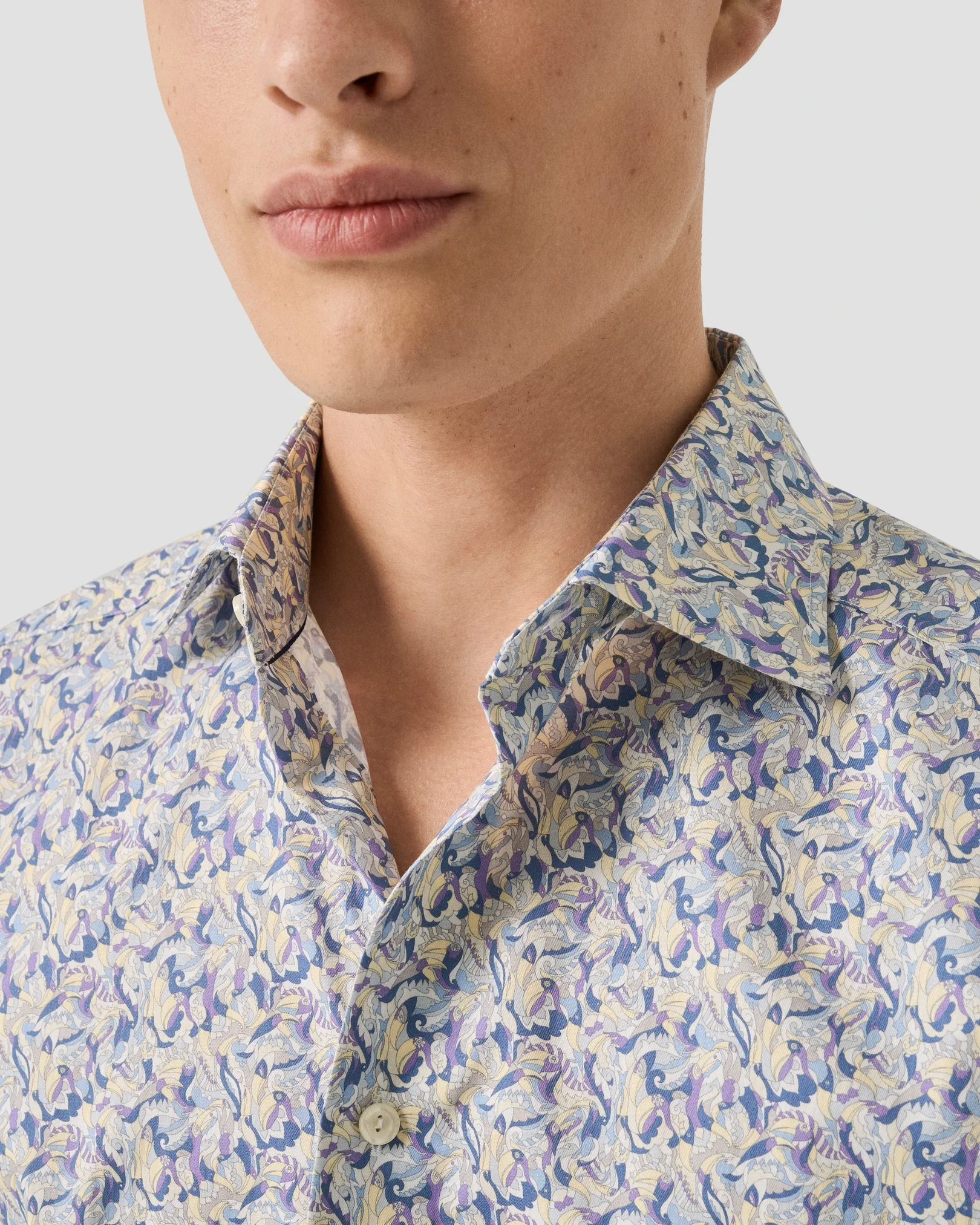 Eton - light purple motif signature twill shirt 261