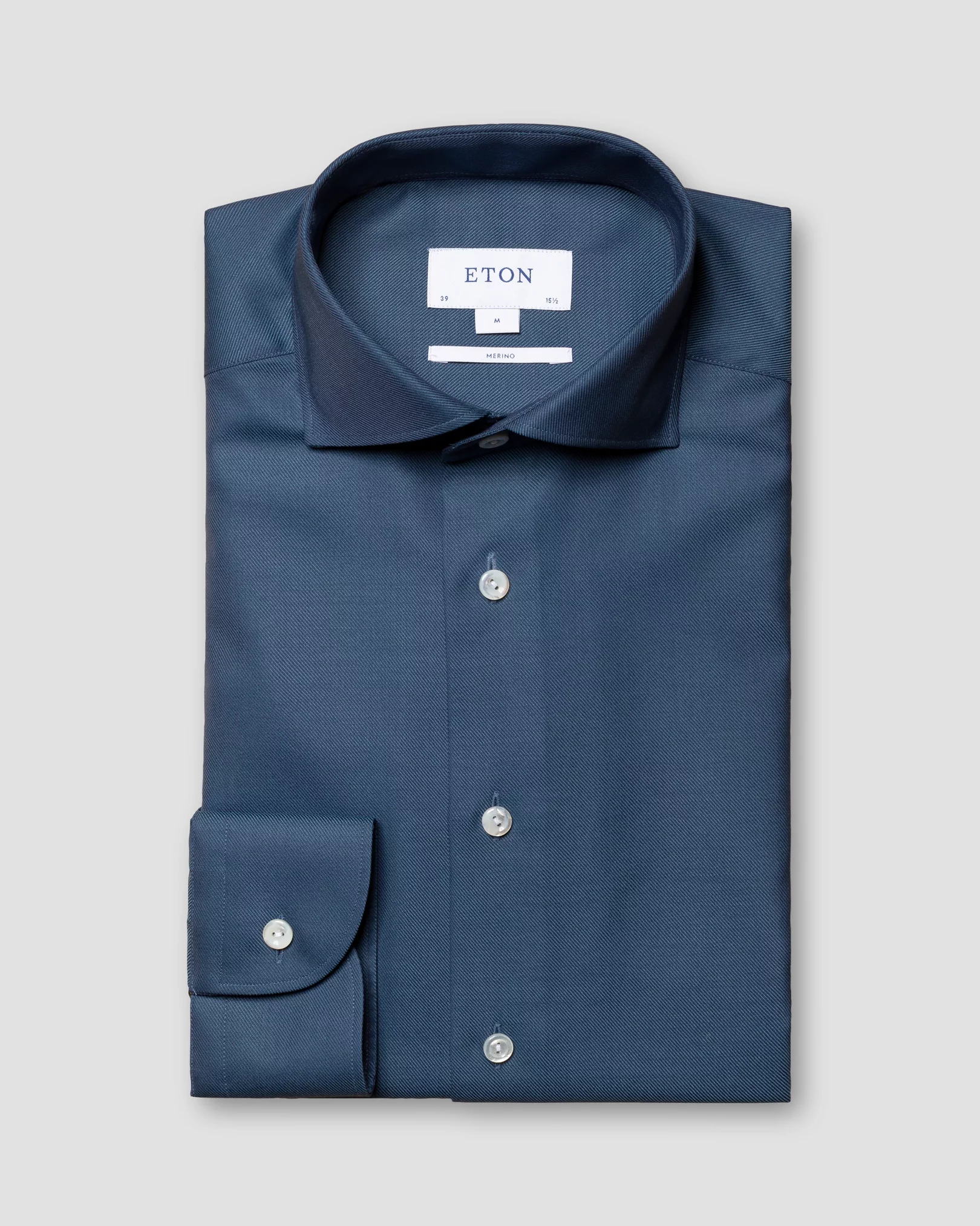 Mid Blue Brushed Merino Wool Shirt - Eton