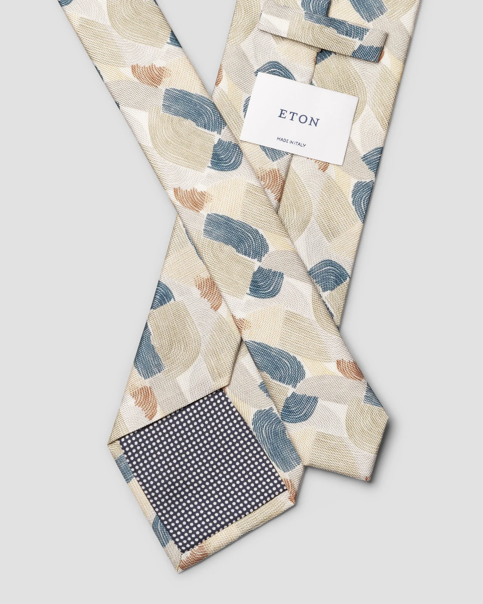 Eton - light grey geometric oxford silk print tie