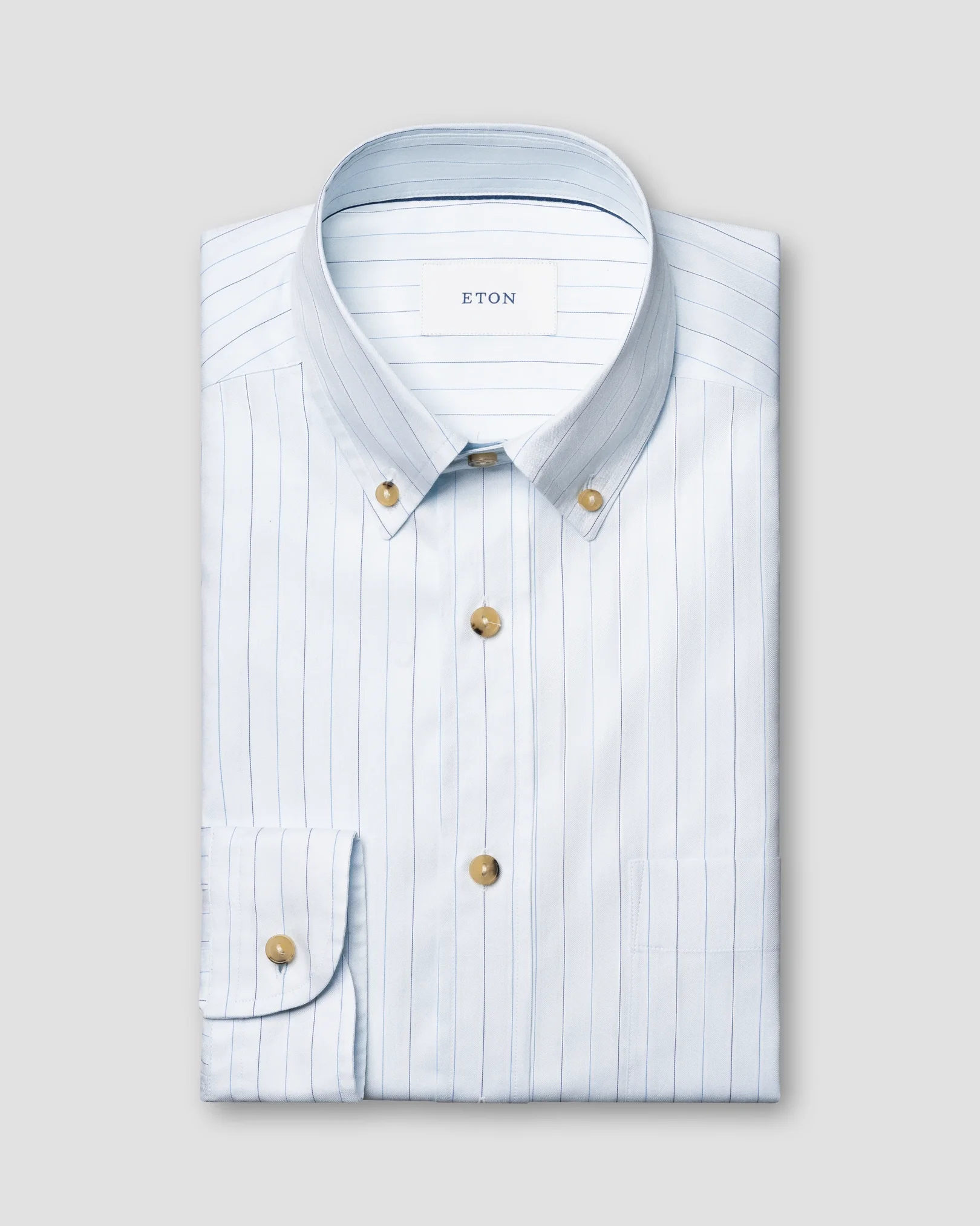 Eton - mid blue pin striped signature oxford shirt button down