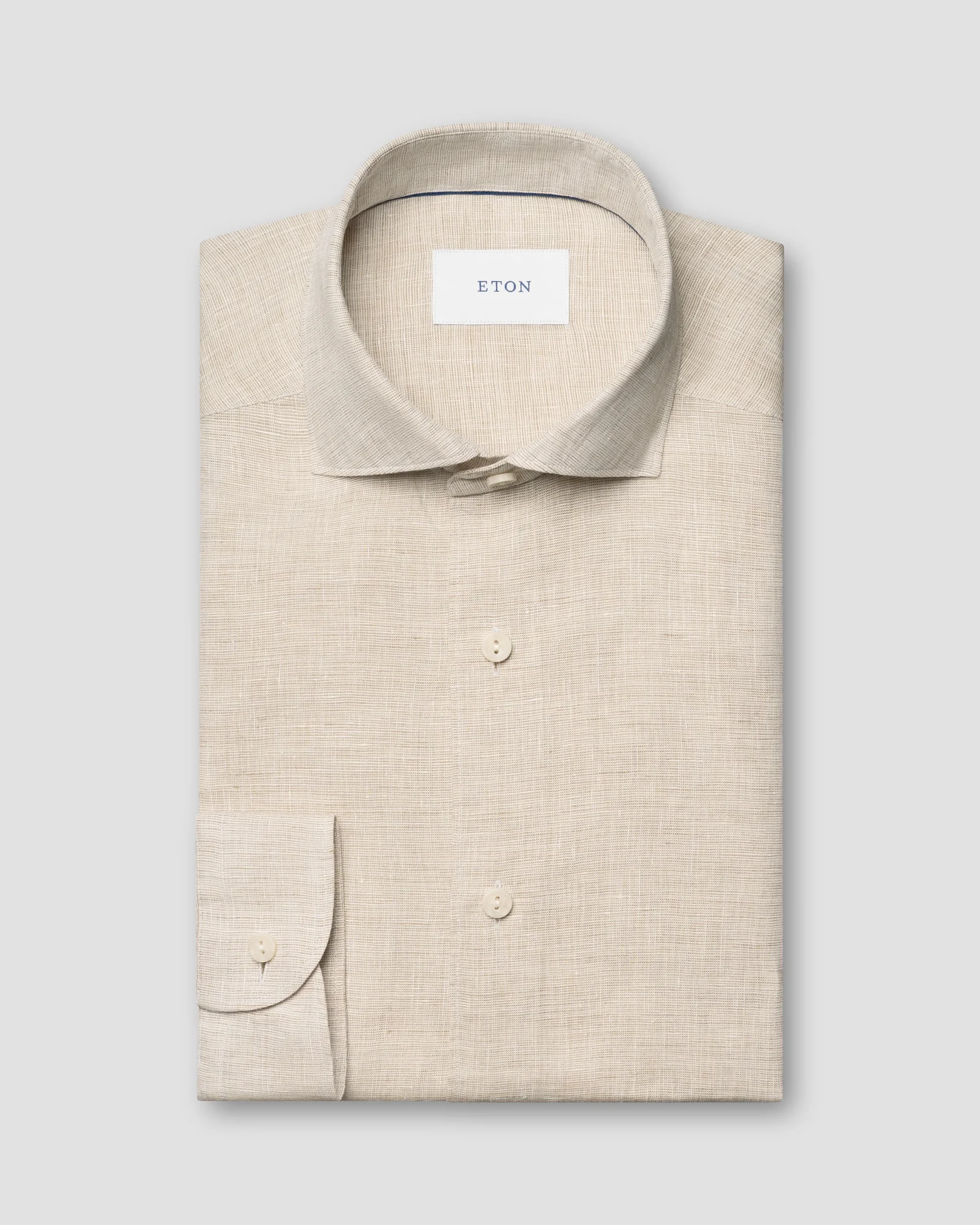 Eton - beige solid linen shirt 261