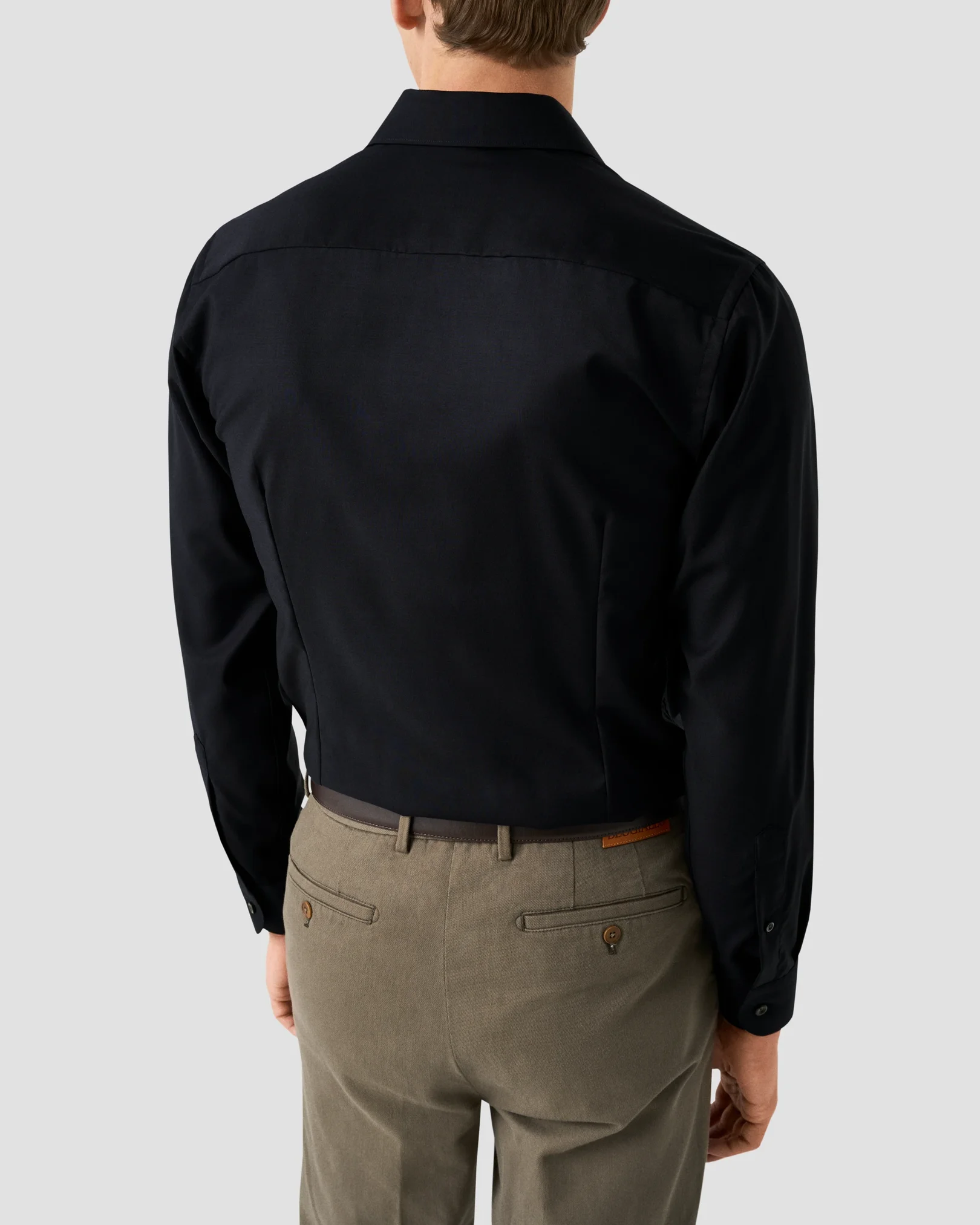 Eton - navy blue solid merino cashmere shirt