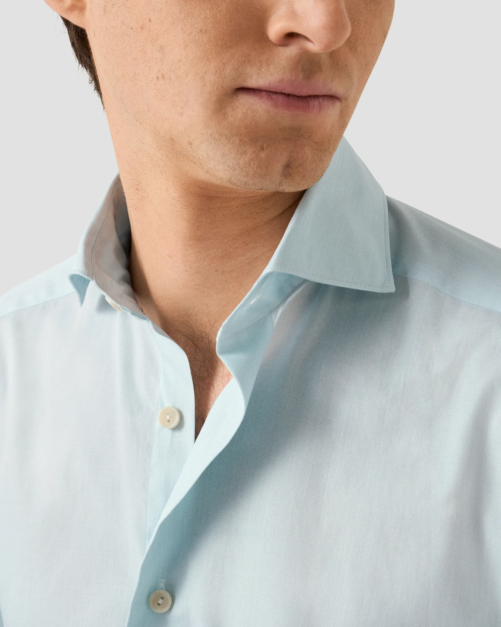 Eton - light green end on end breeze poplin shirt