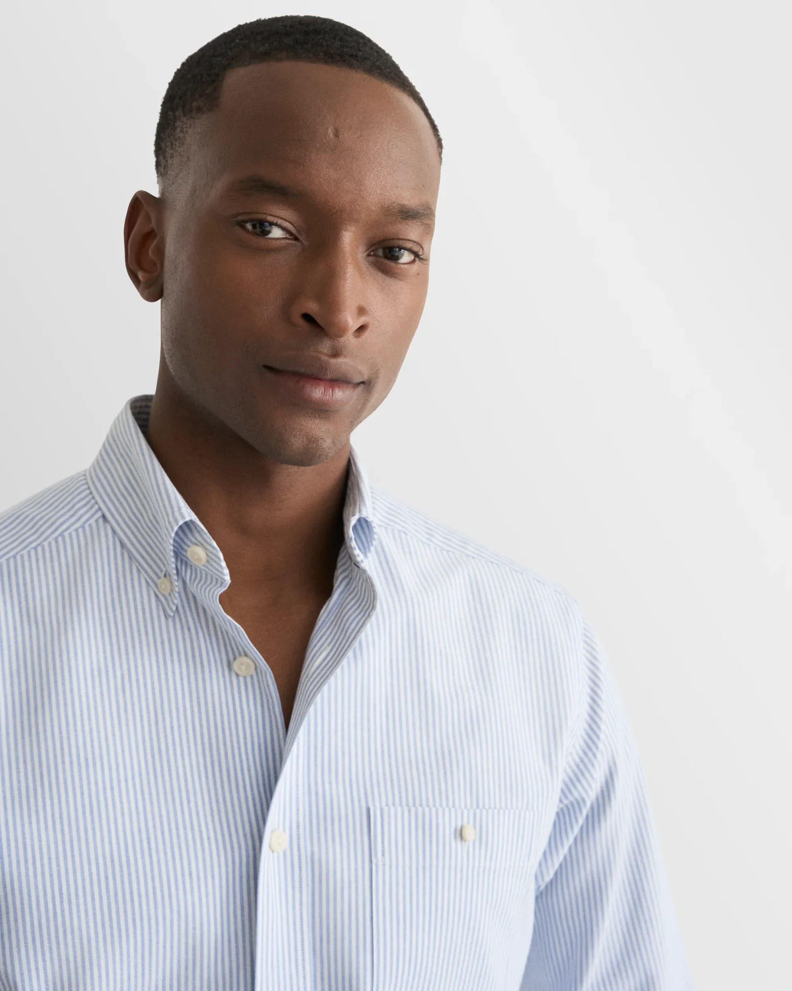 Eton - mid blue striped oxford shirt