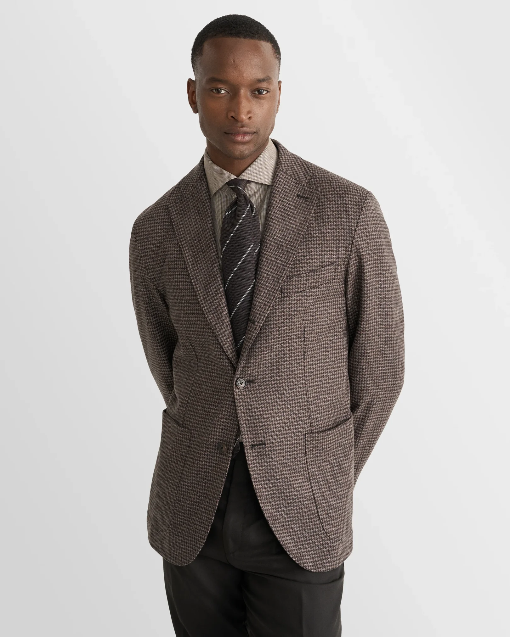 Eton - brown wool cashmere structure soft jacket