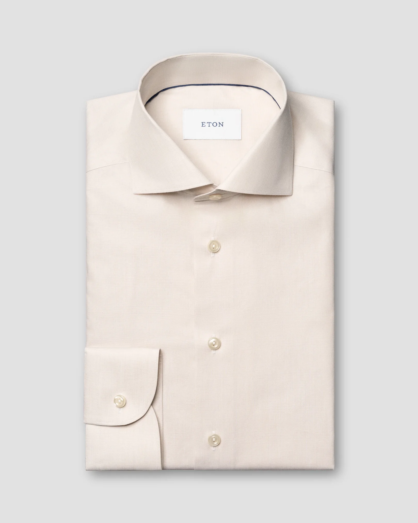 Eton - beige end on end breeze poplin shirt