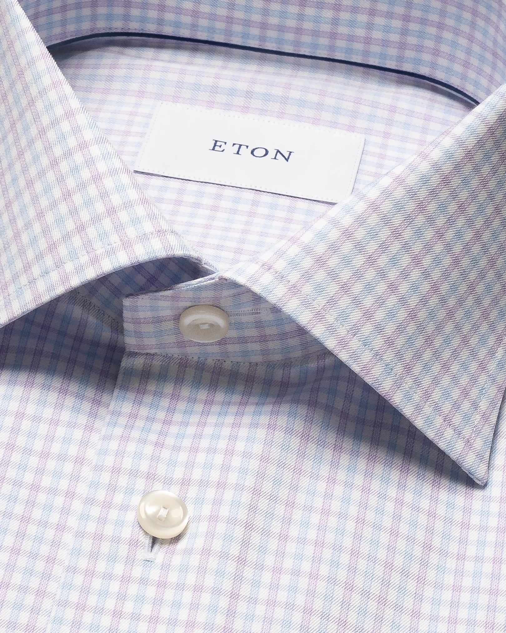 Eton - check twill shirt cut away single slim