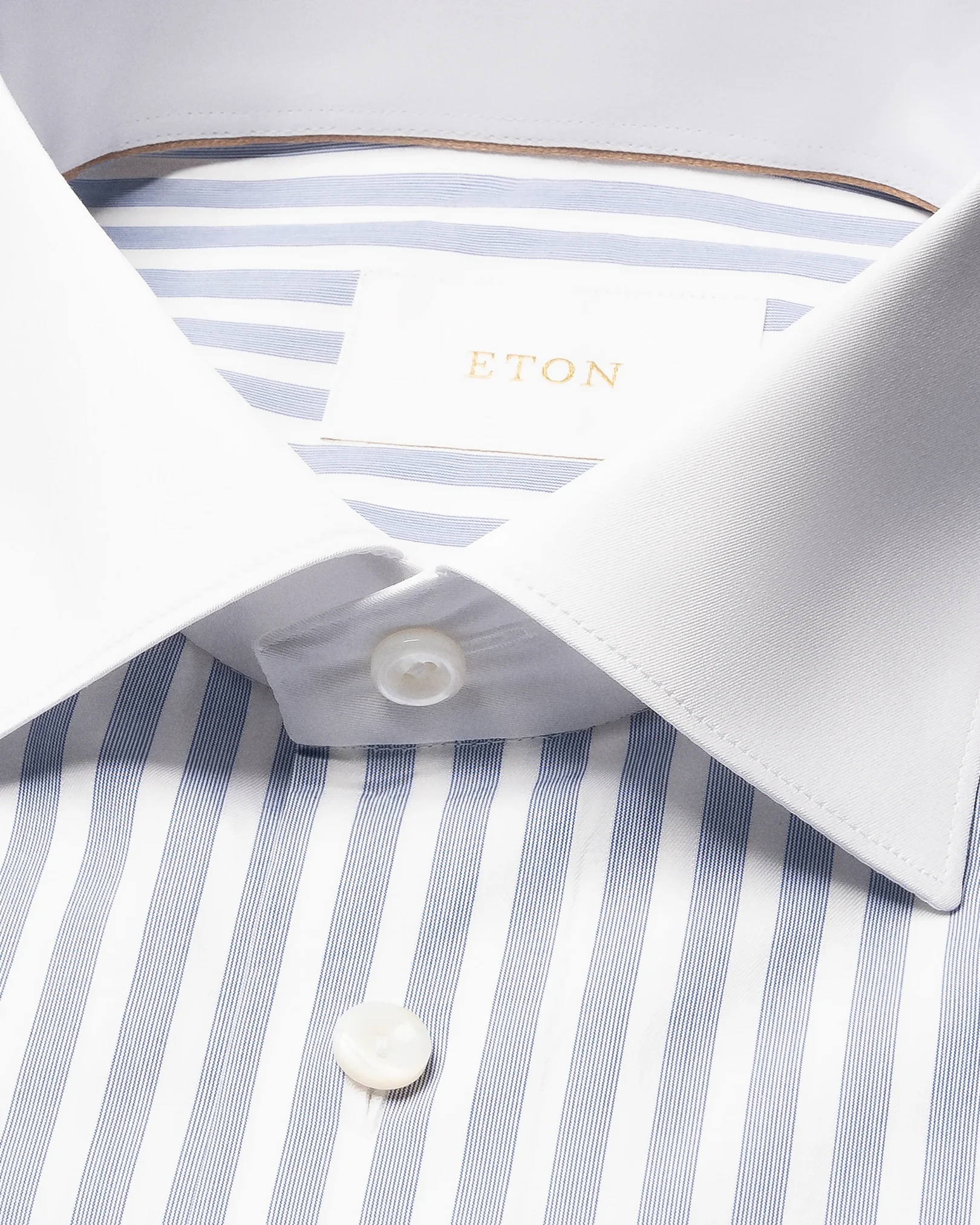 Eton - white collar bengal striped shirt