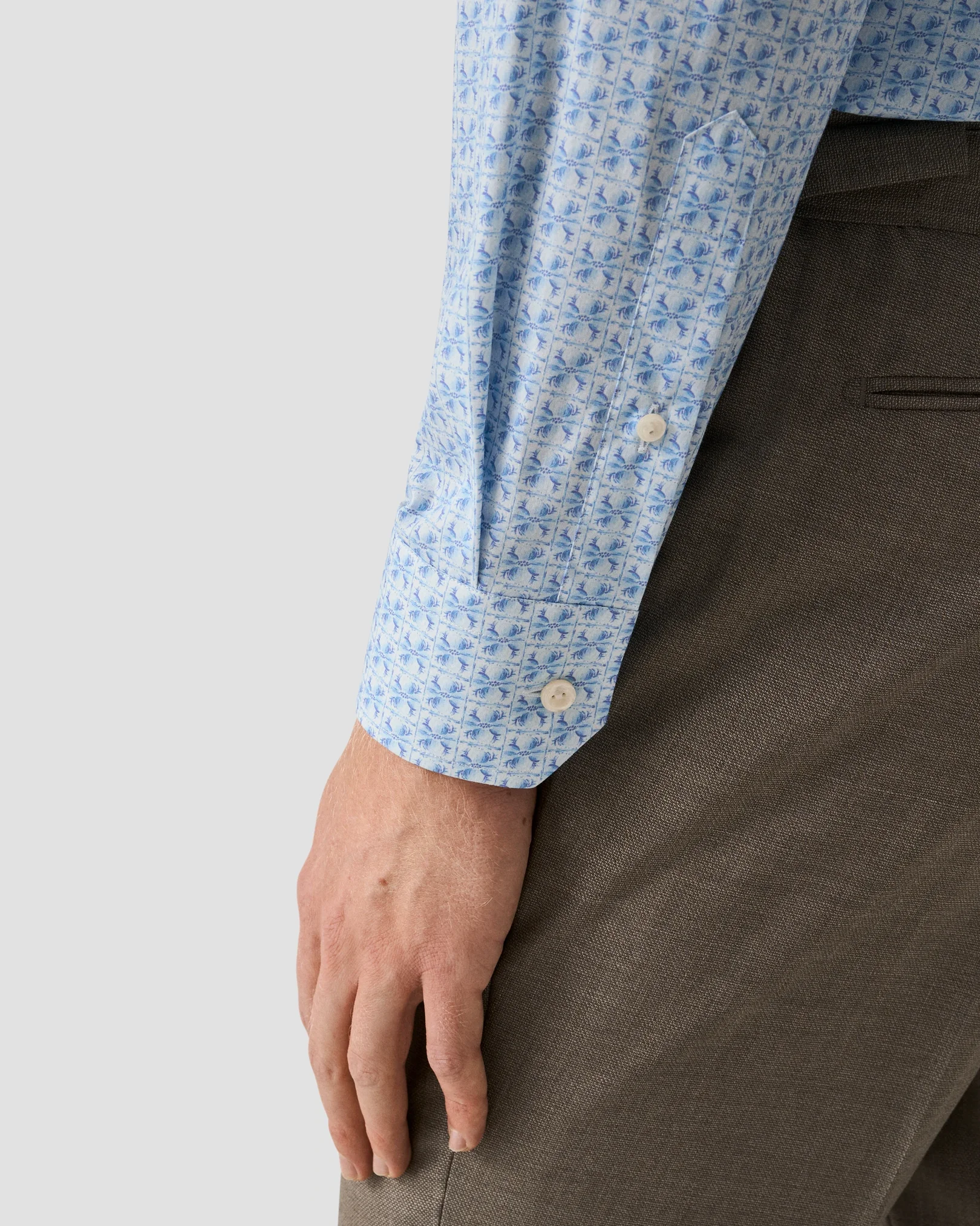 Eton - light blue floral signature poplin shirt