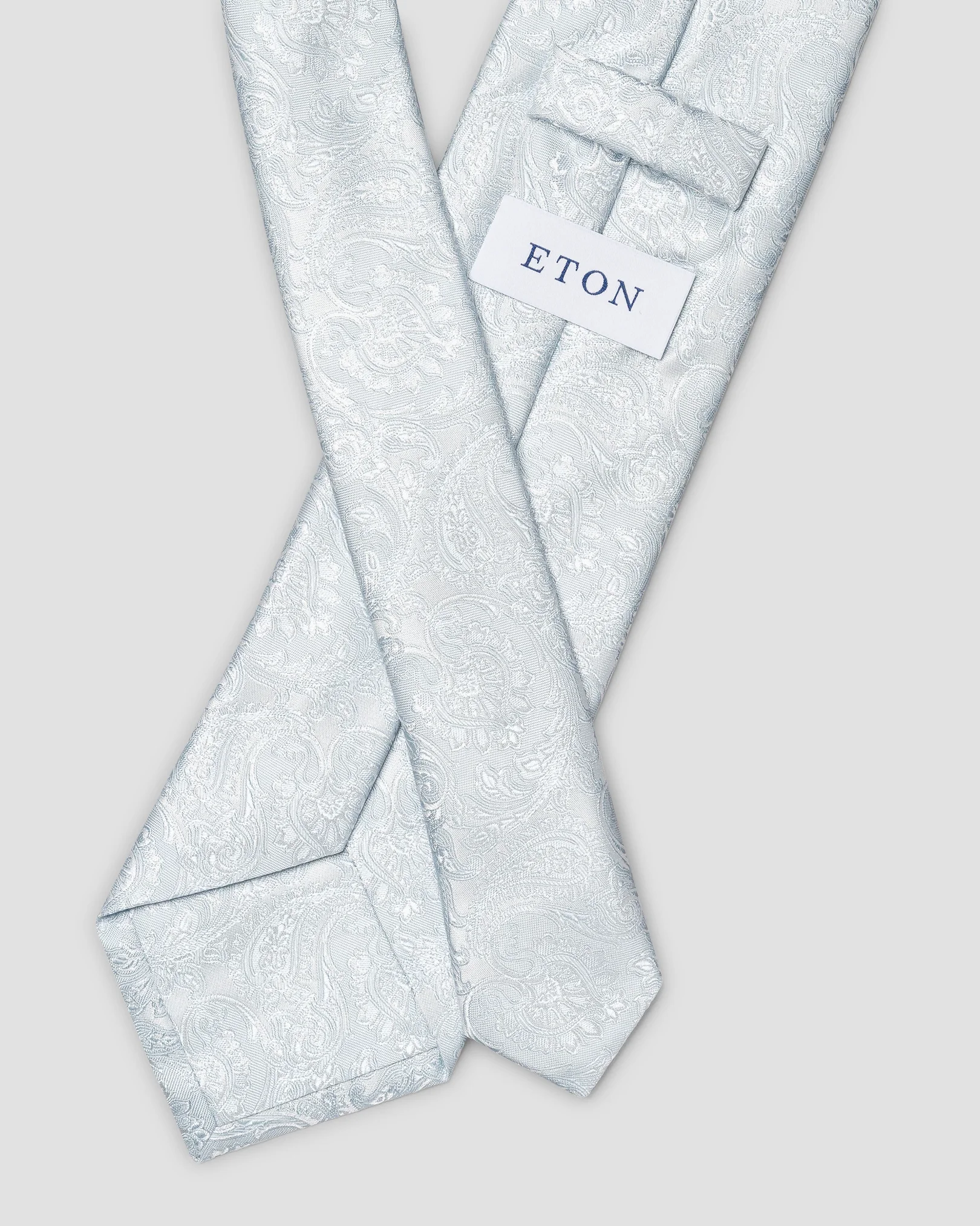 Cravate de cérémonie en soie au motif cachemire bleu clair