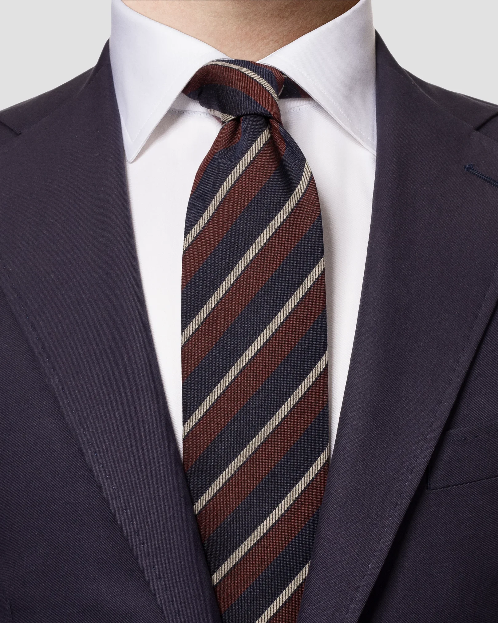 Eton - burgundy striped wool silk tie