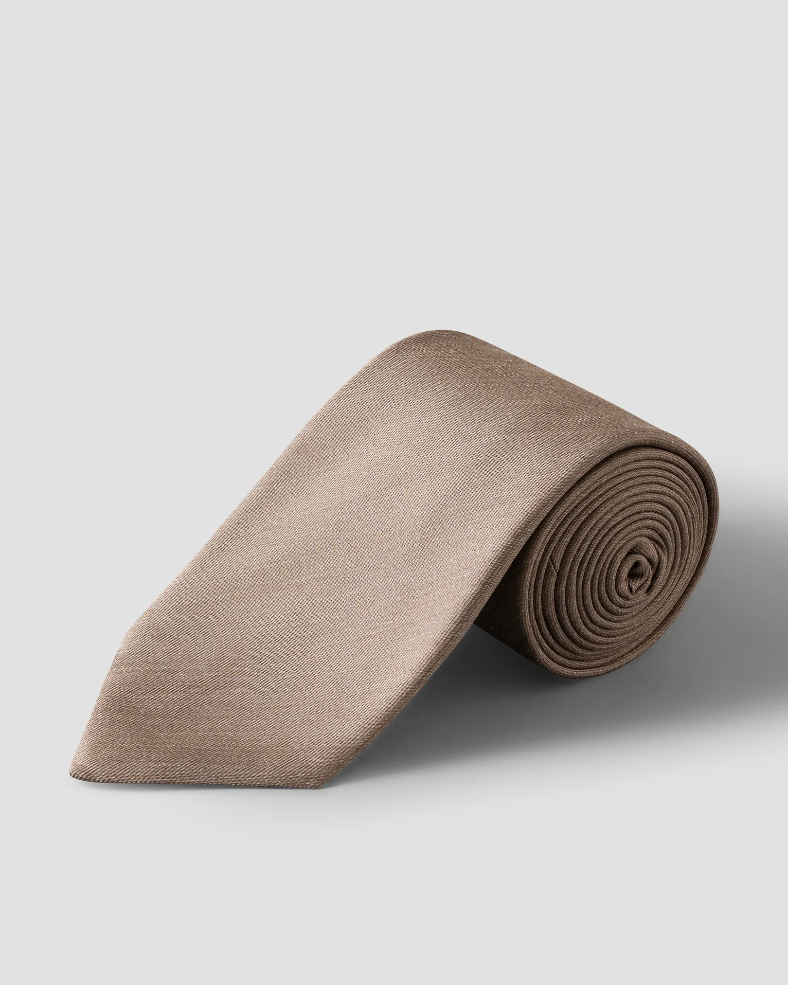 Eton - beige solid woven shantung silk tie