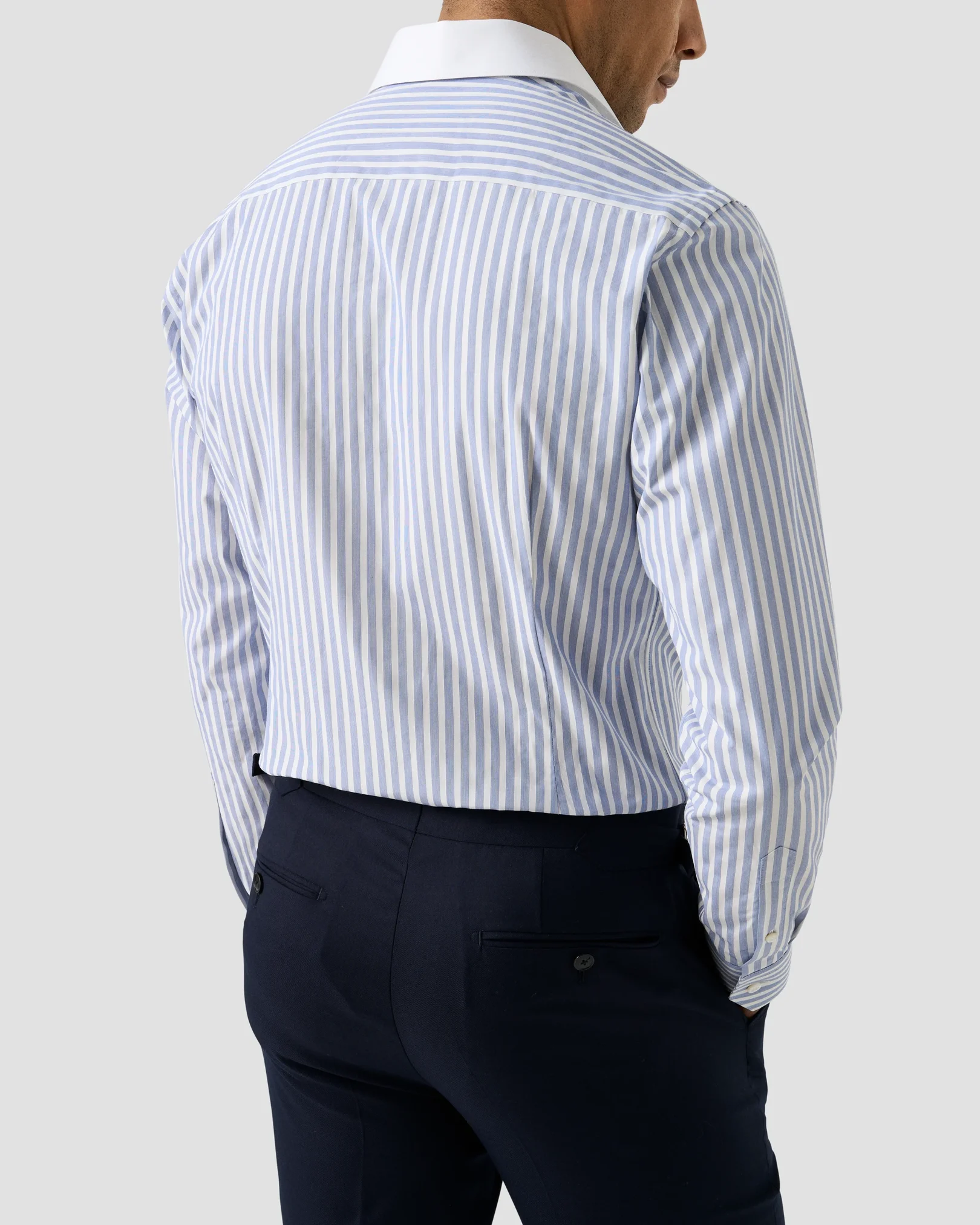 Eton - white collar bengal striped shirt