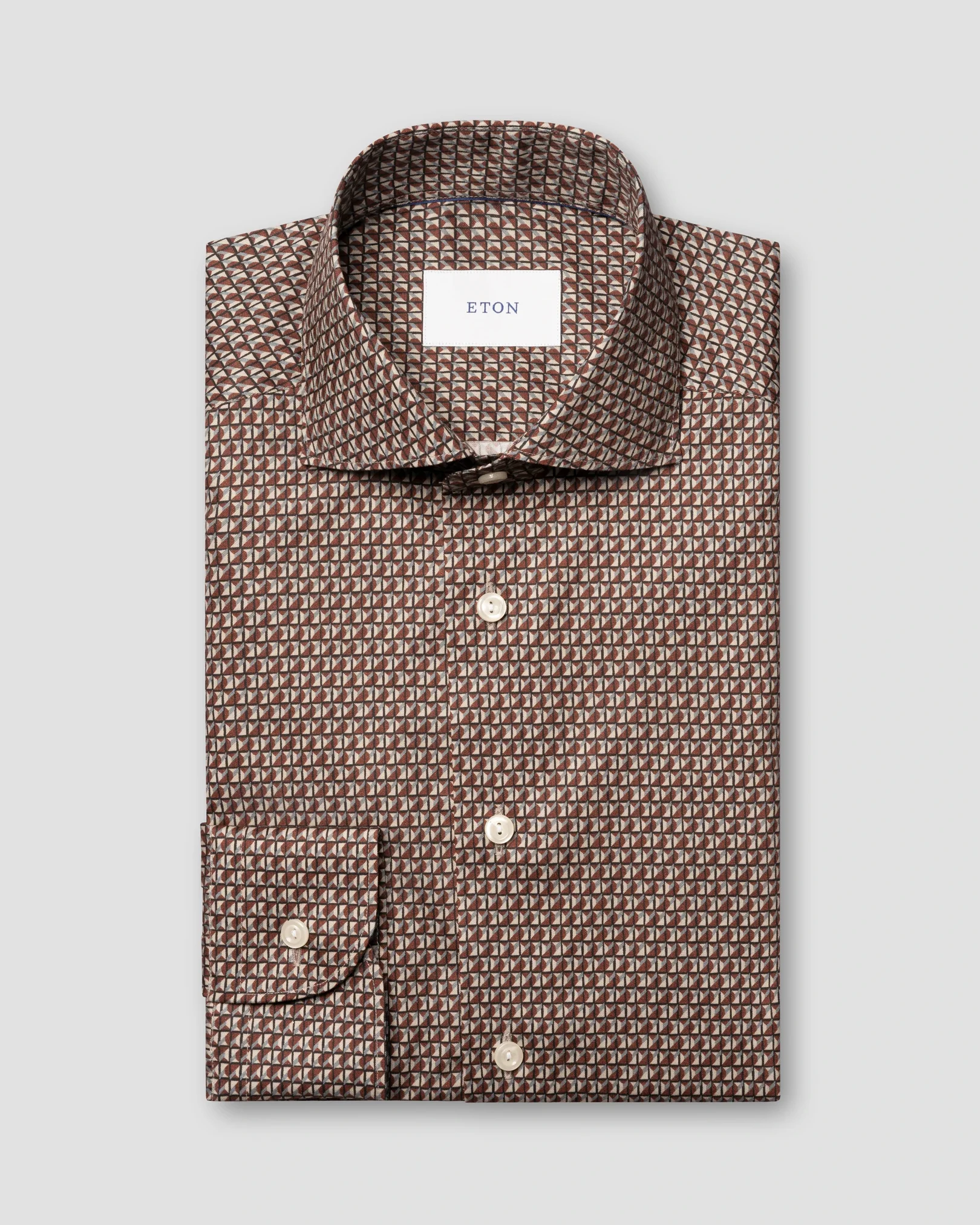 Eton - dark red geometric signature twill shirt