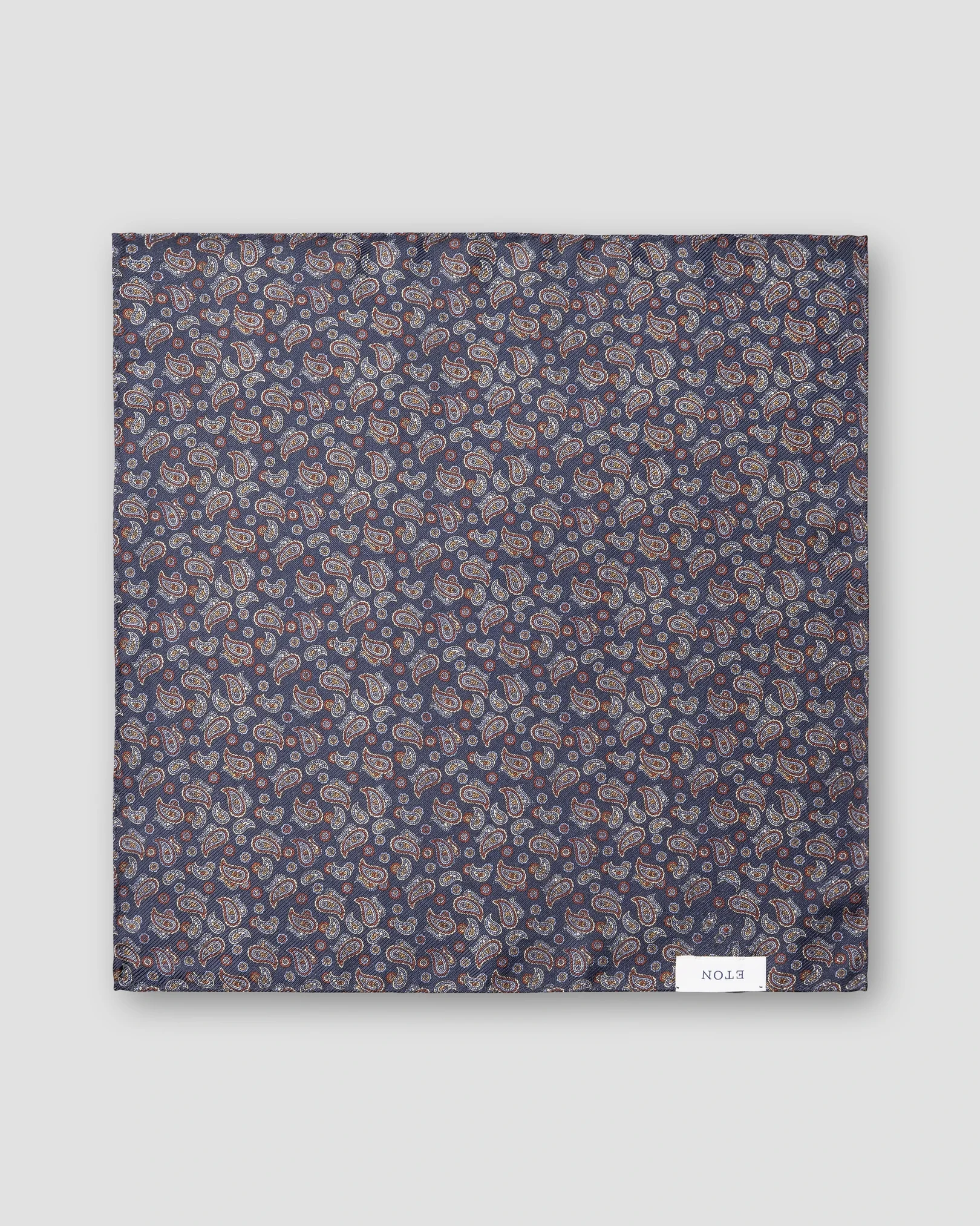 Eton - navy blue medallion double print pocket square