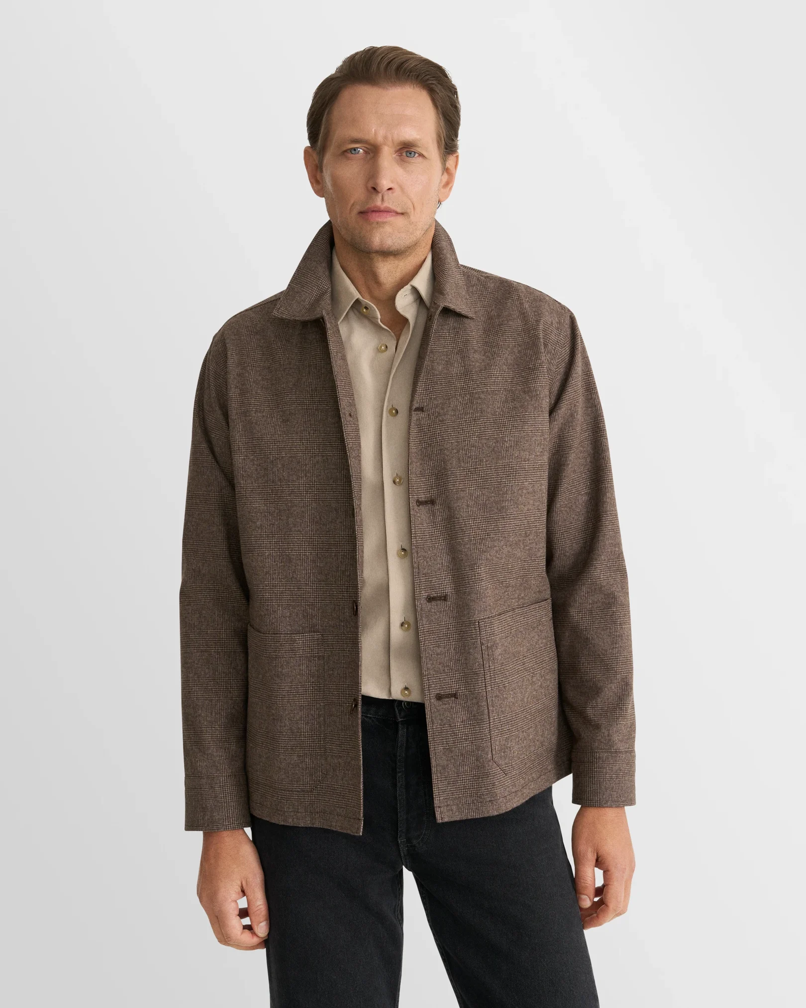 Eton - beige solid corduroy shirt