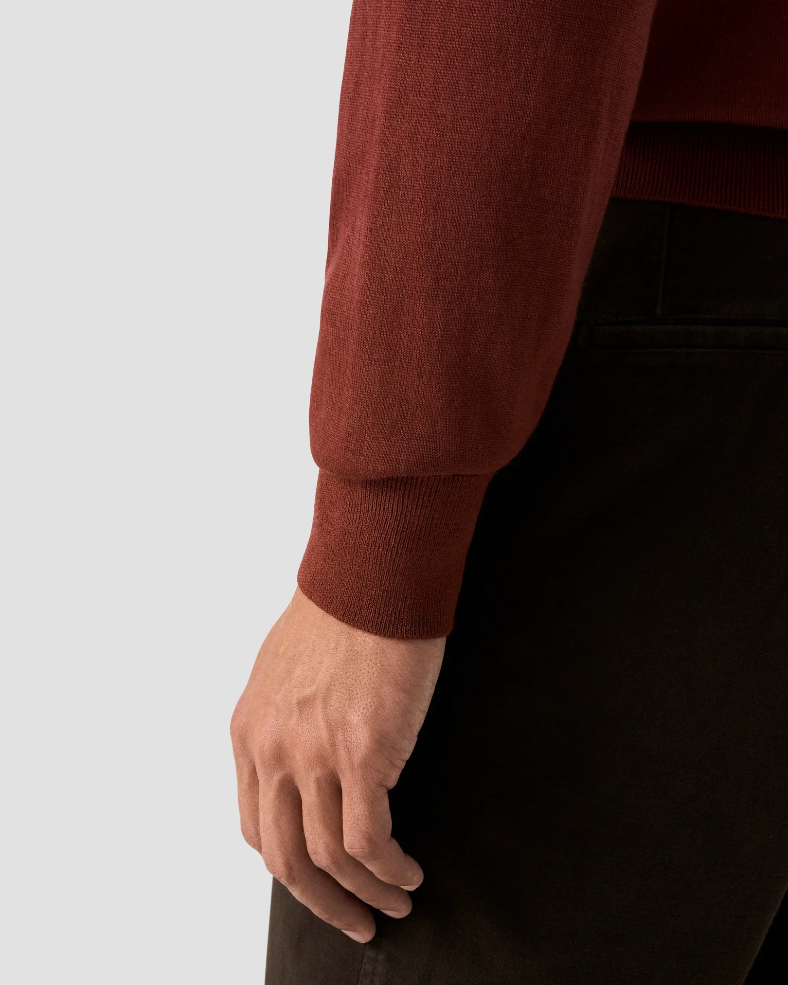 Eton - red fine knit merino polo 256