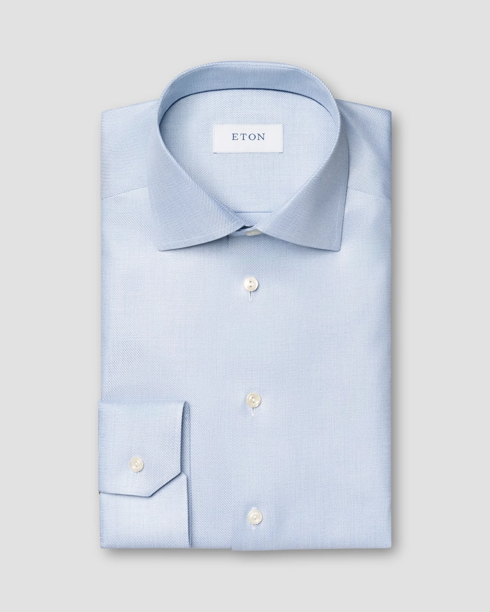 Eton - light blue melange solid cotton tencel tm lyocell shirt