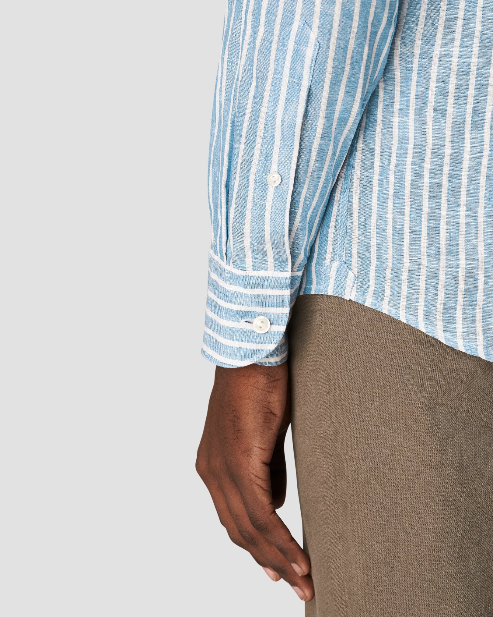 Eton - mid blue striped linen