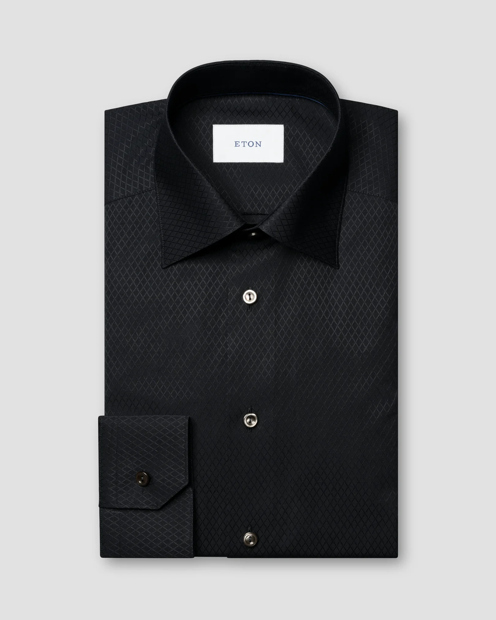 Eton - black check evening shirt