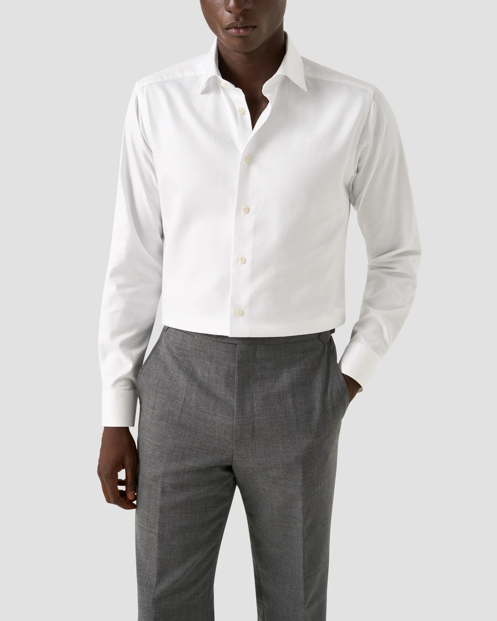 Eton - white semi solid dobby shirt