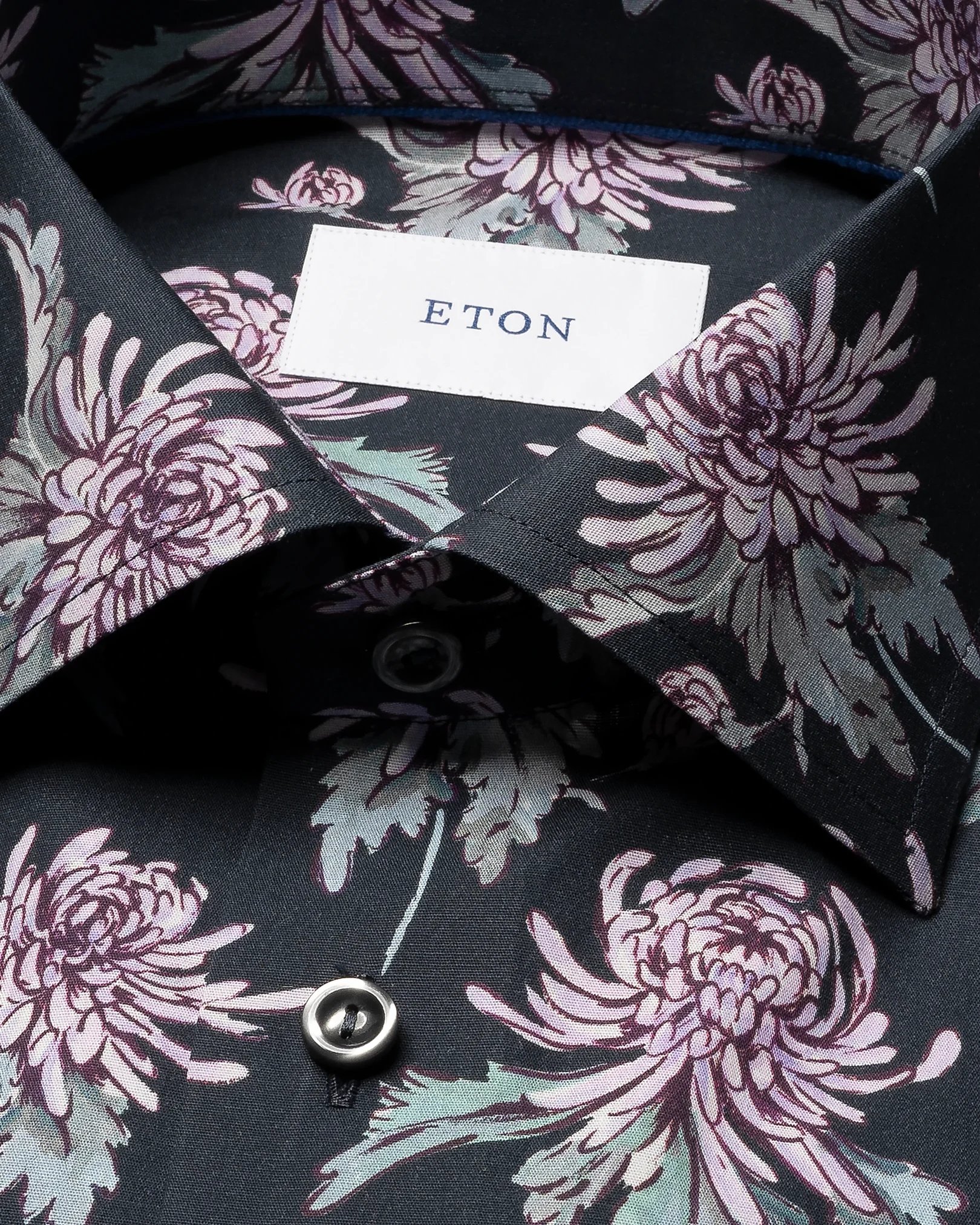 Eton - navy blue floral print signature twill shirt