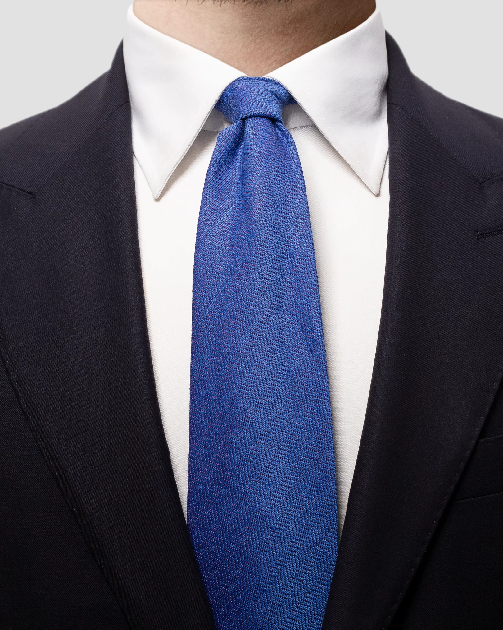 Eton - blue cotton linen silk tie