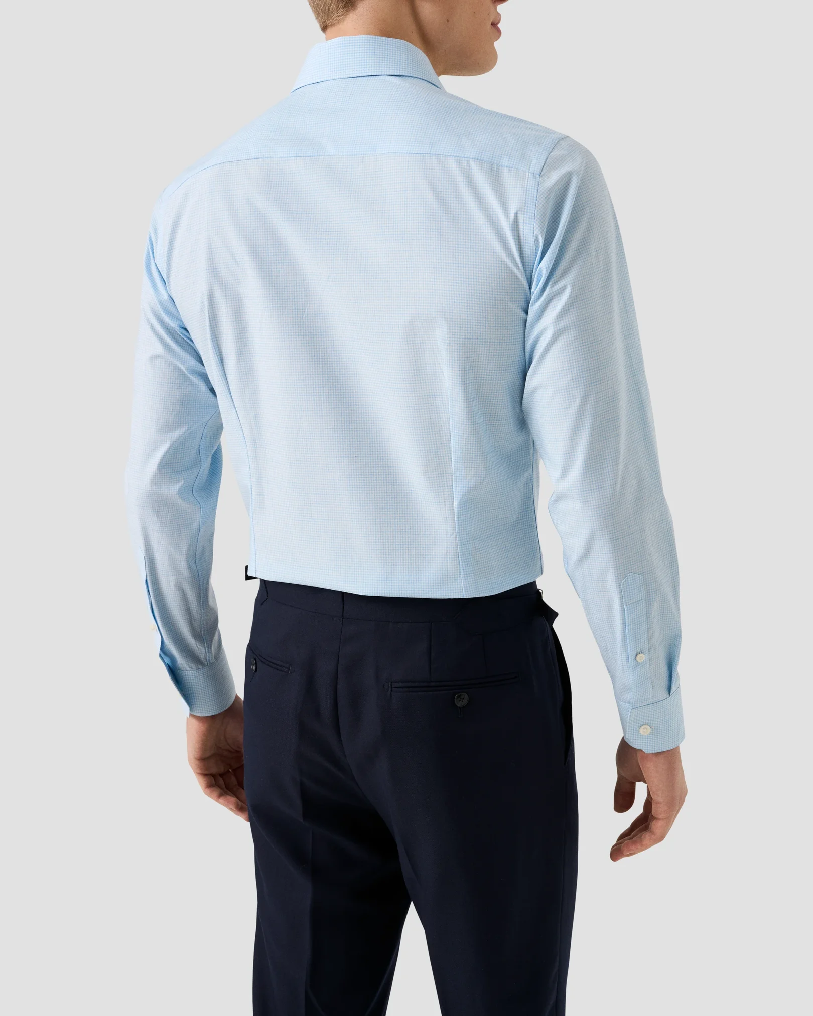 Eton - light blue check fine twill shirt 253